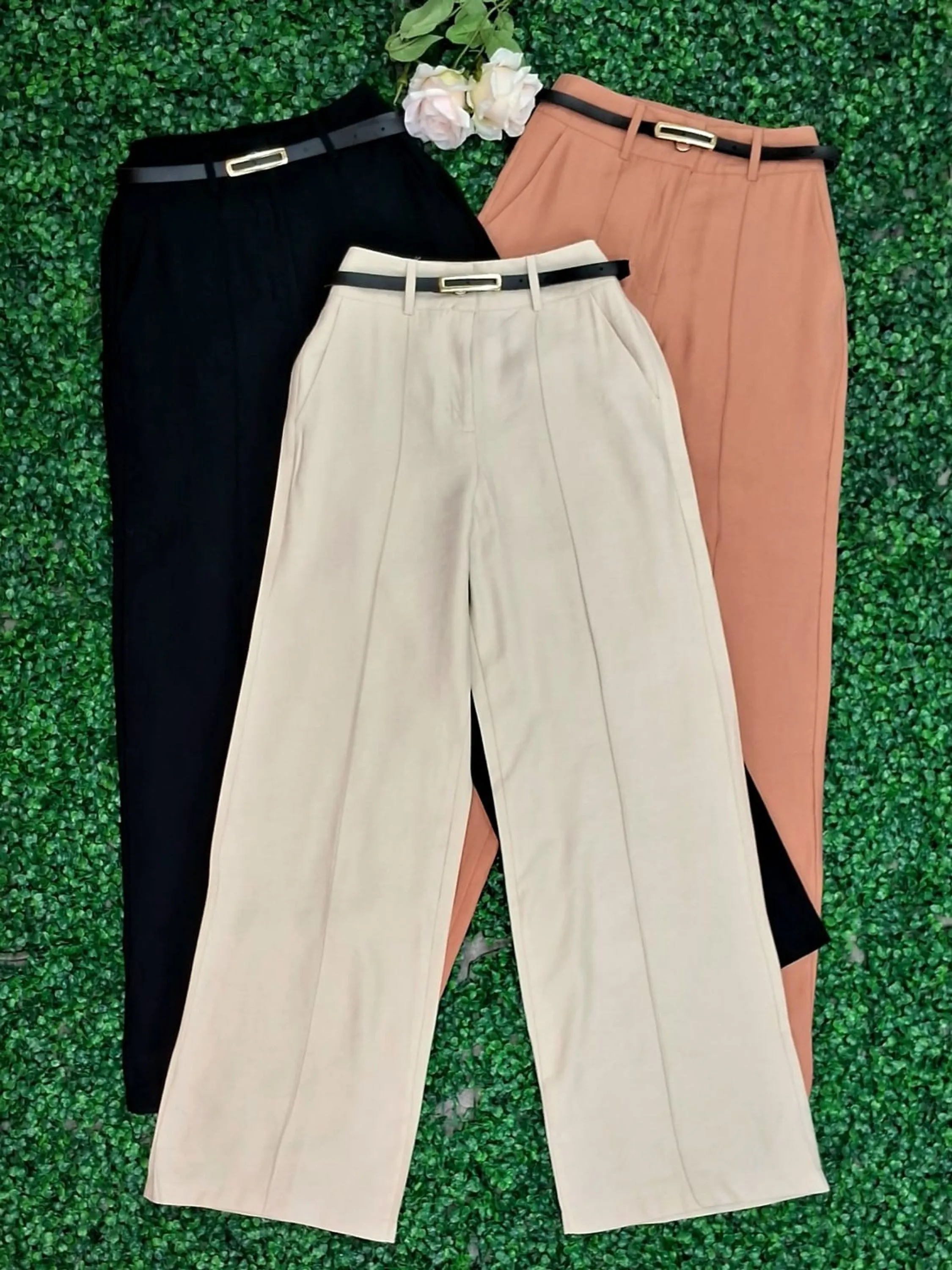 Susek Modas  Calça Pantalona de Alfaiataria Estilo Blogueira 8442