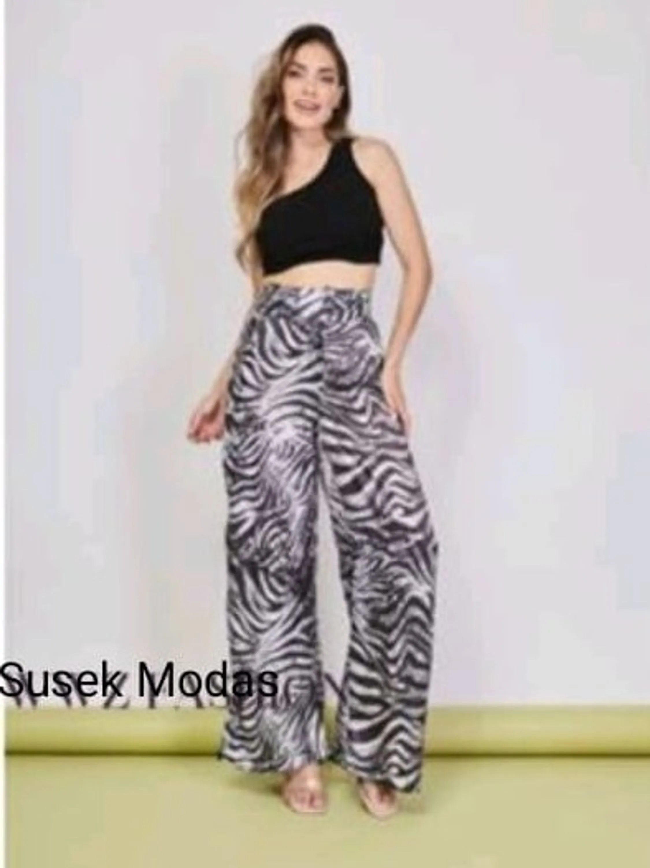 Susek Modas Calça Pantalona Cetim C8406