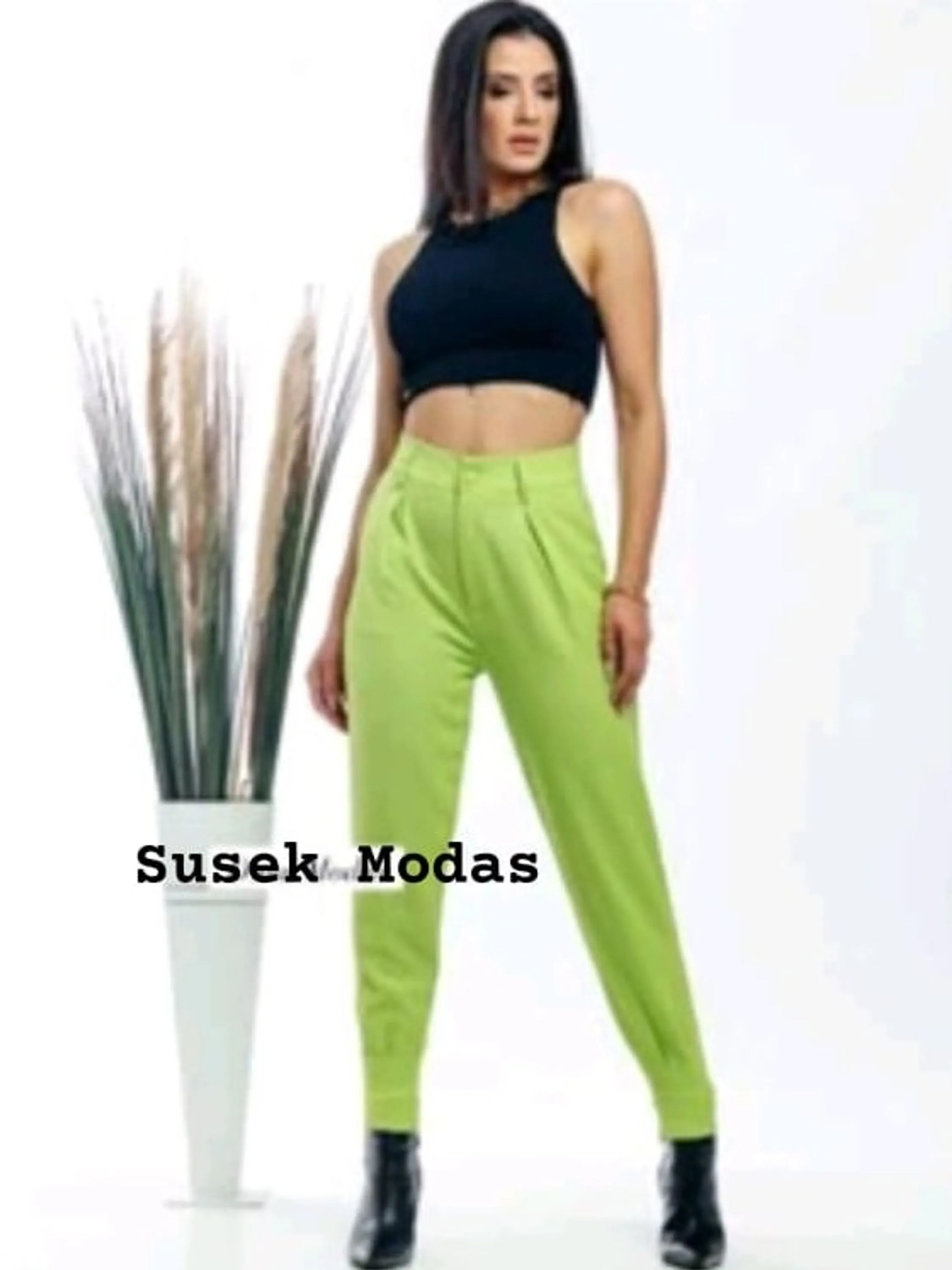 Susek Modas Calça Cenoura Jogger De Linho L816