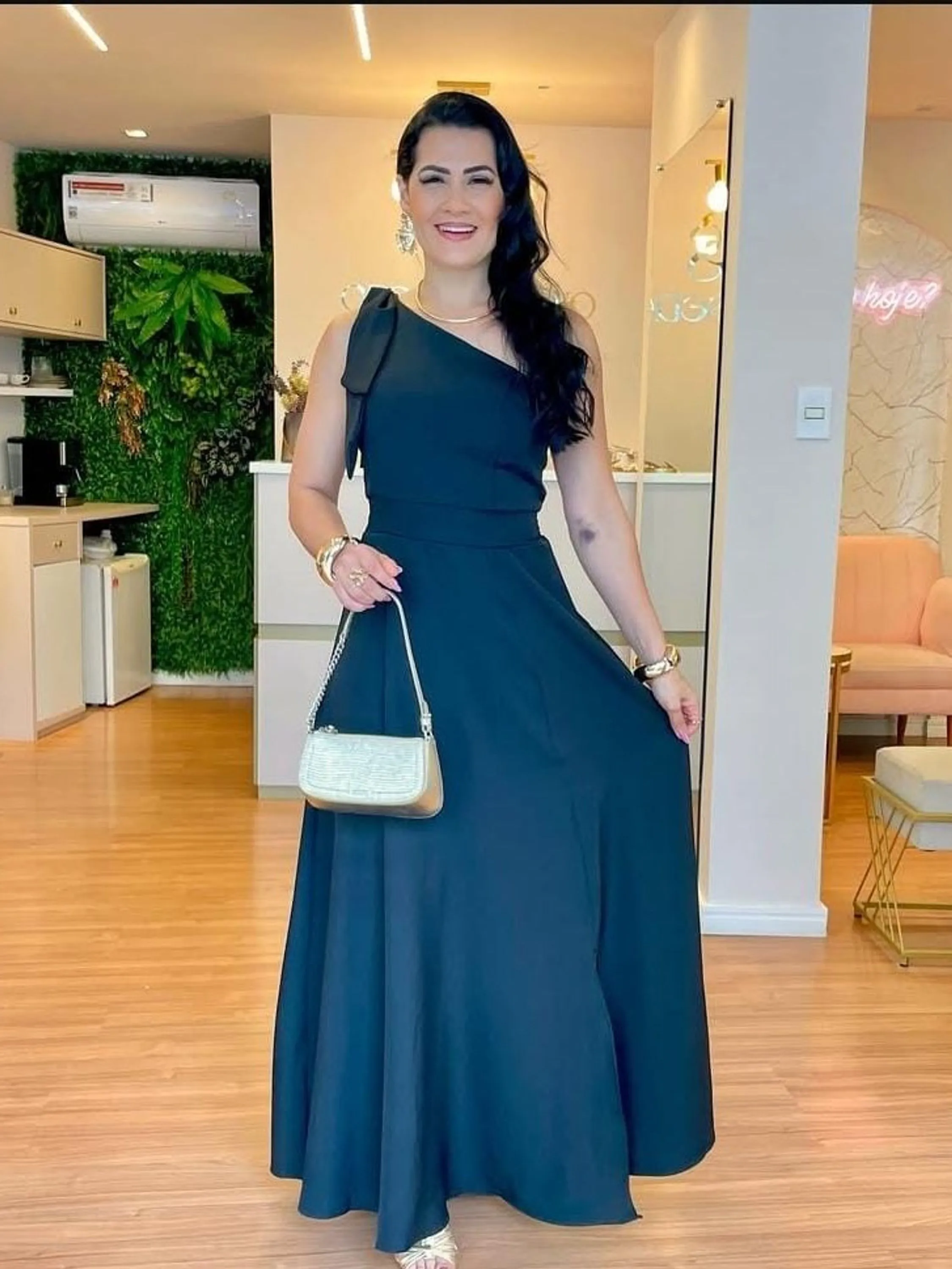 Vestido nula manga de Laço 542#
