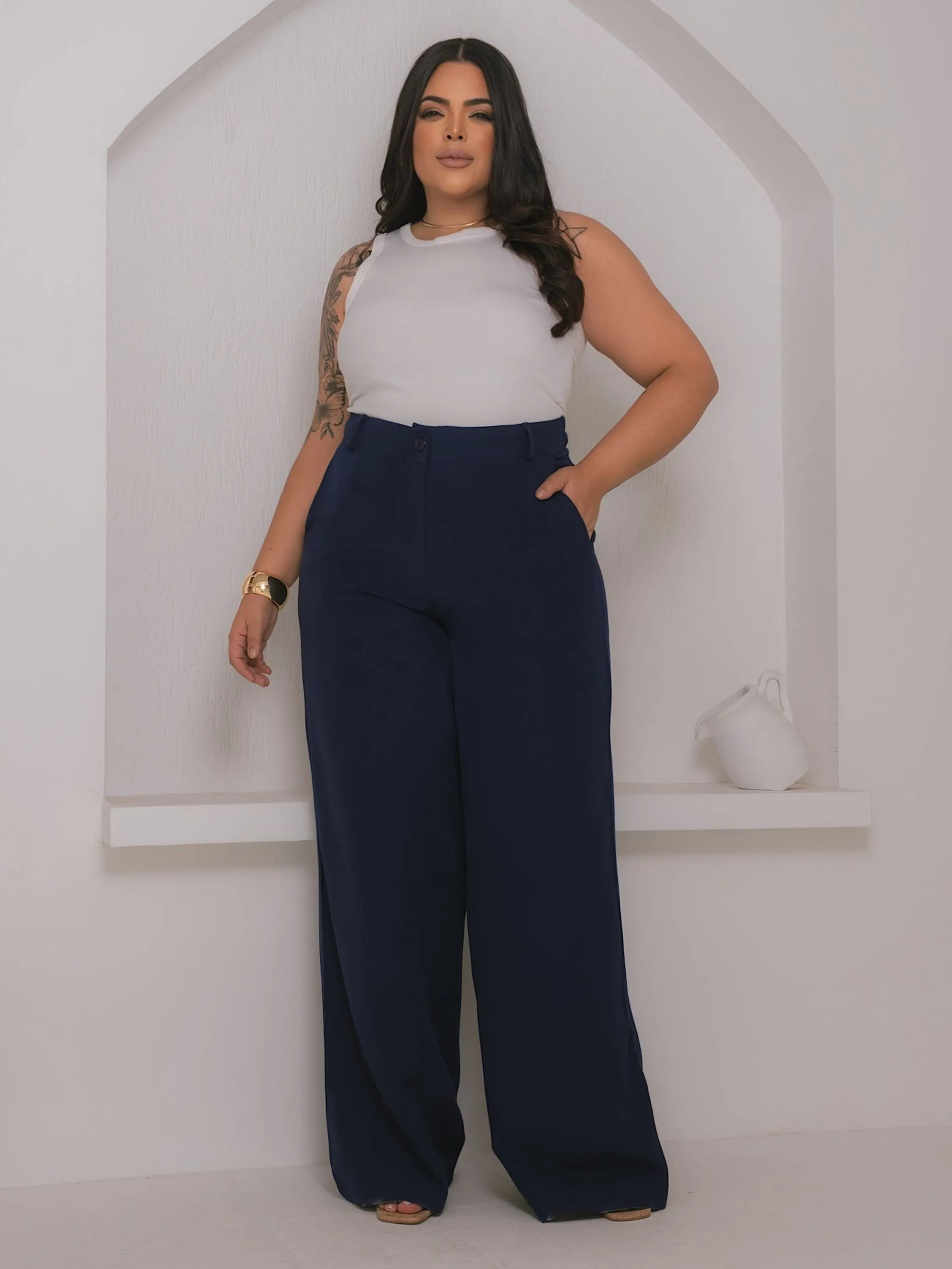 Calça Pantalona Plus Size 579#