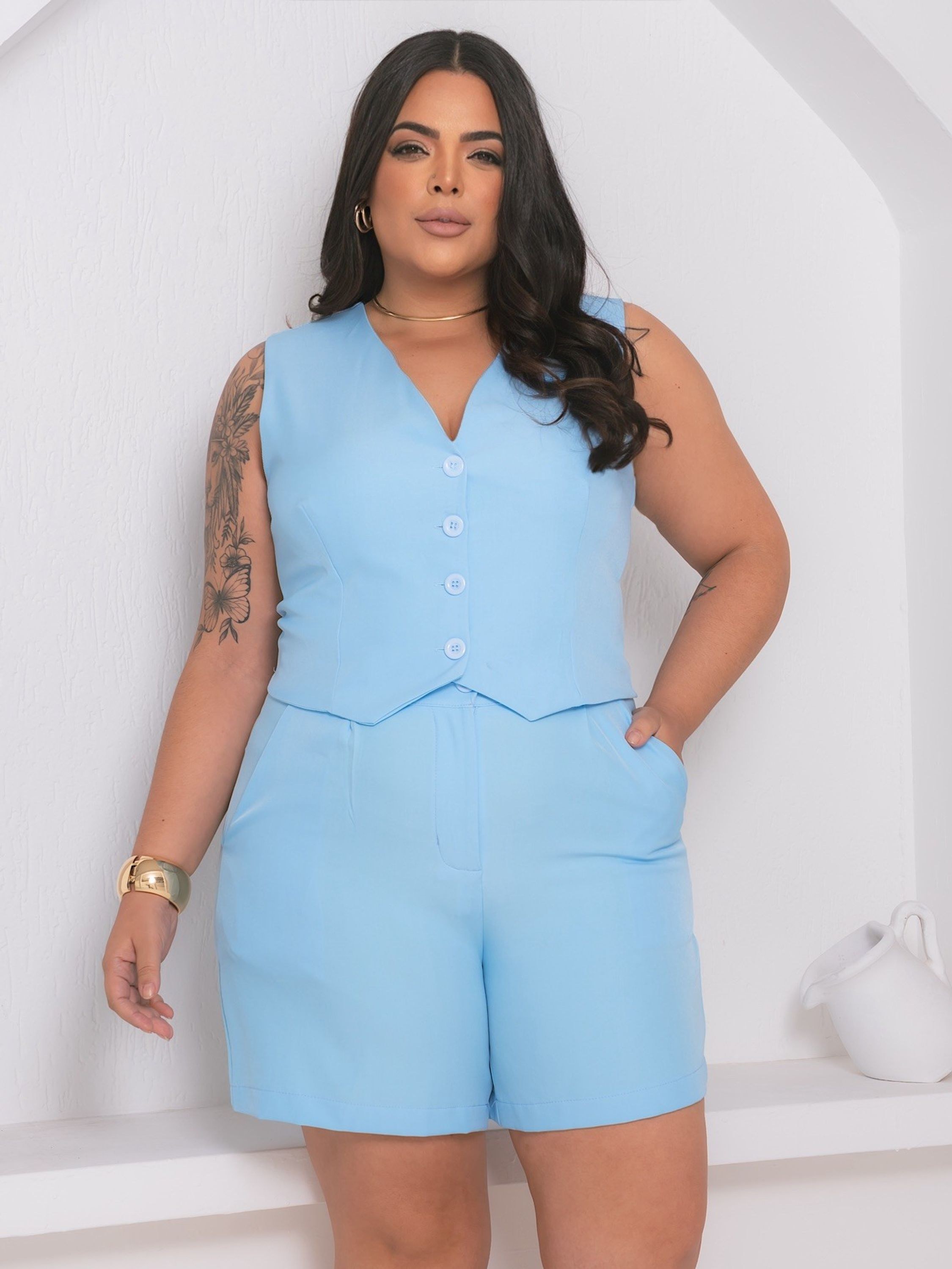 Conjunto e Colete Plus Size 607#