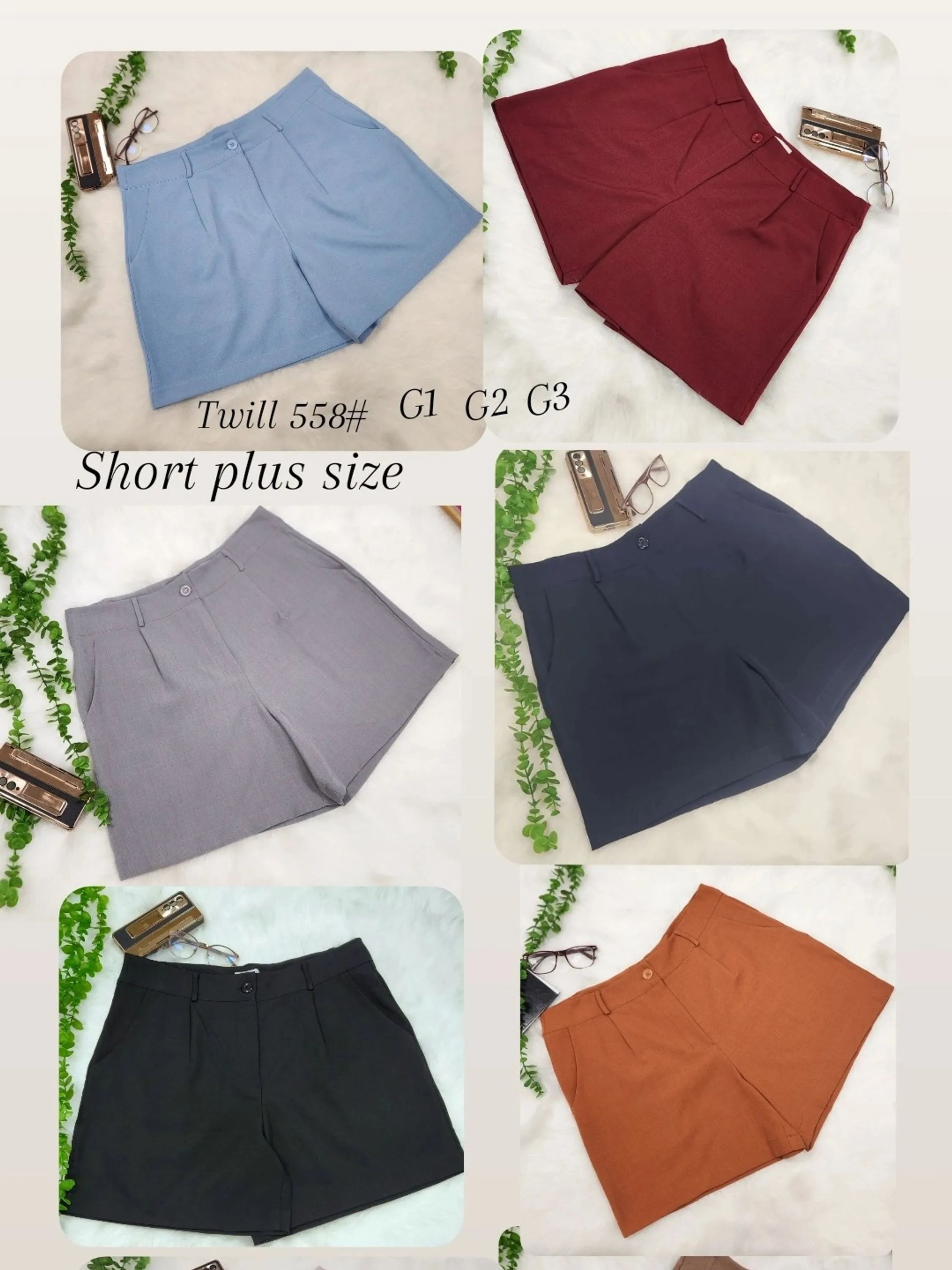 Short alfaiataria  Plus  Size 558#