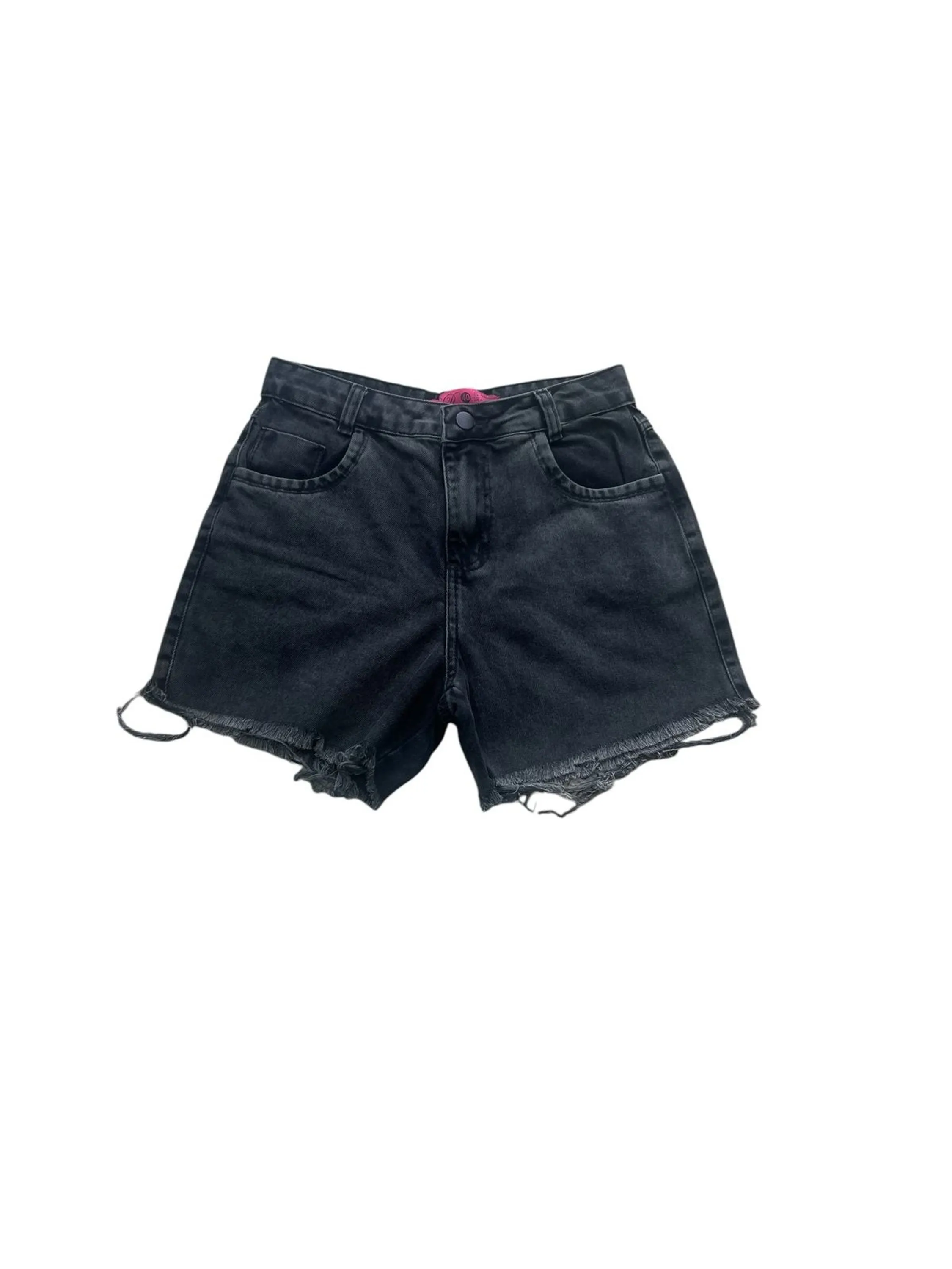 Shorts jeans feminino preto grafite  sem Lycra.