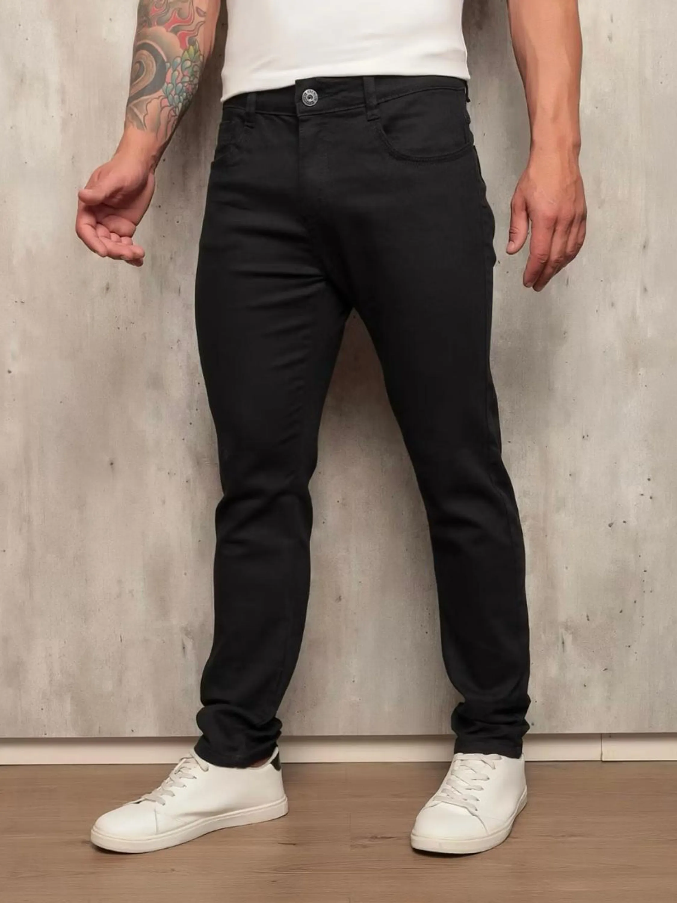 calça jeans masculina com elastano cor preta