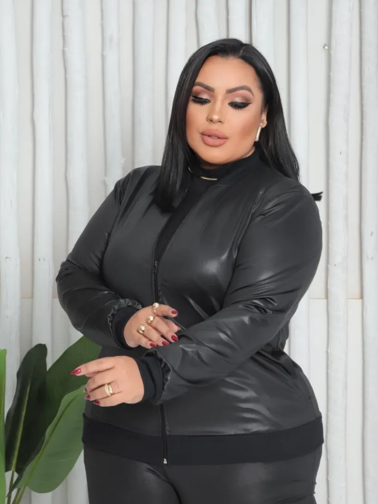 Jaqueta Bomber cirre plus size mel
