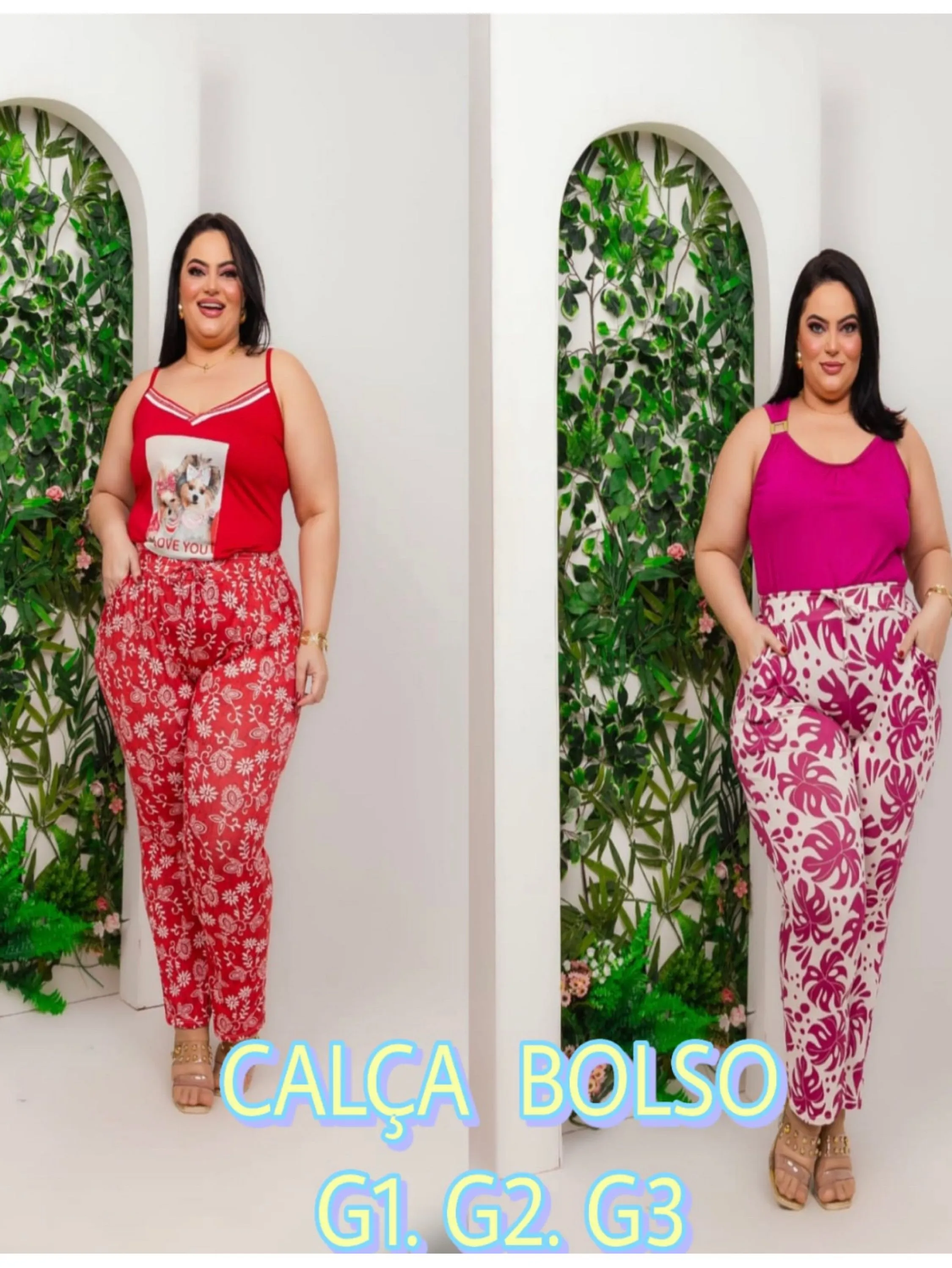 Calça longa com bolso