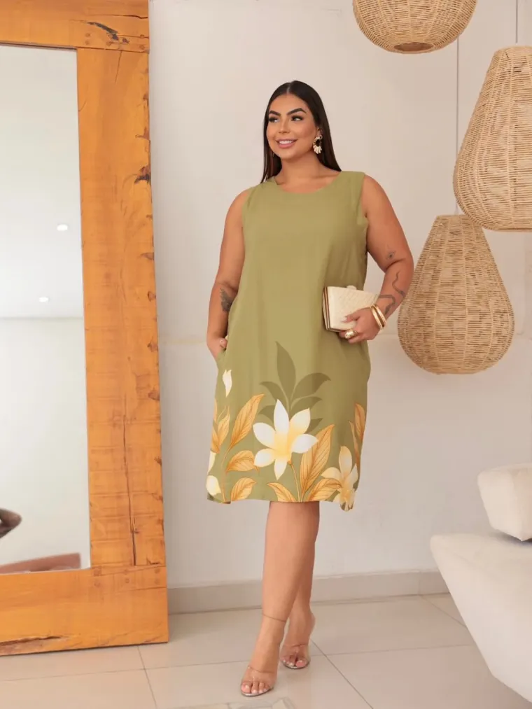 Vestido regata com bolso plus size h