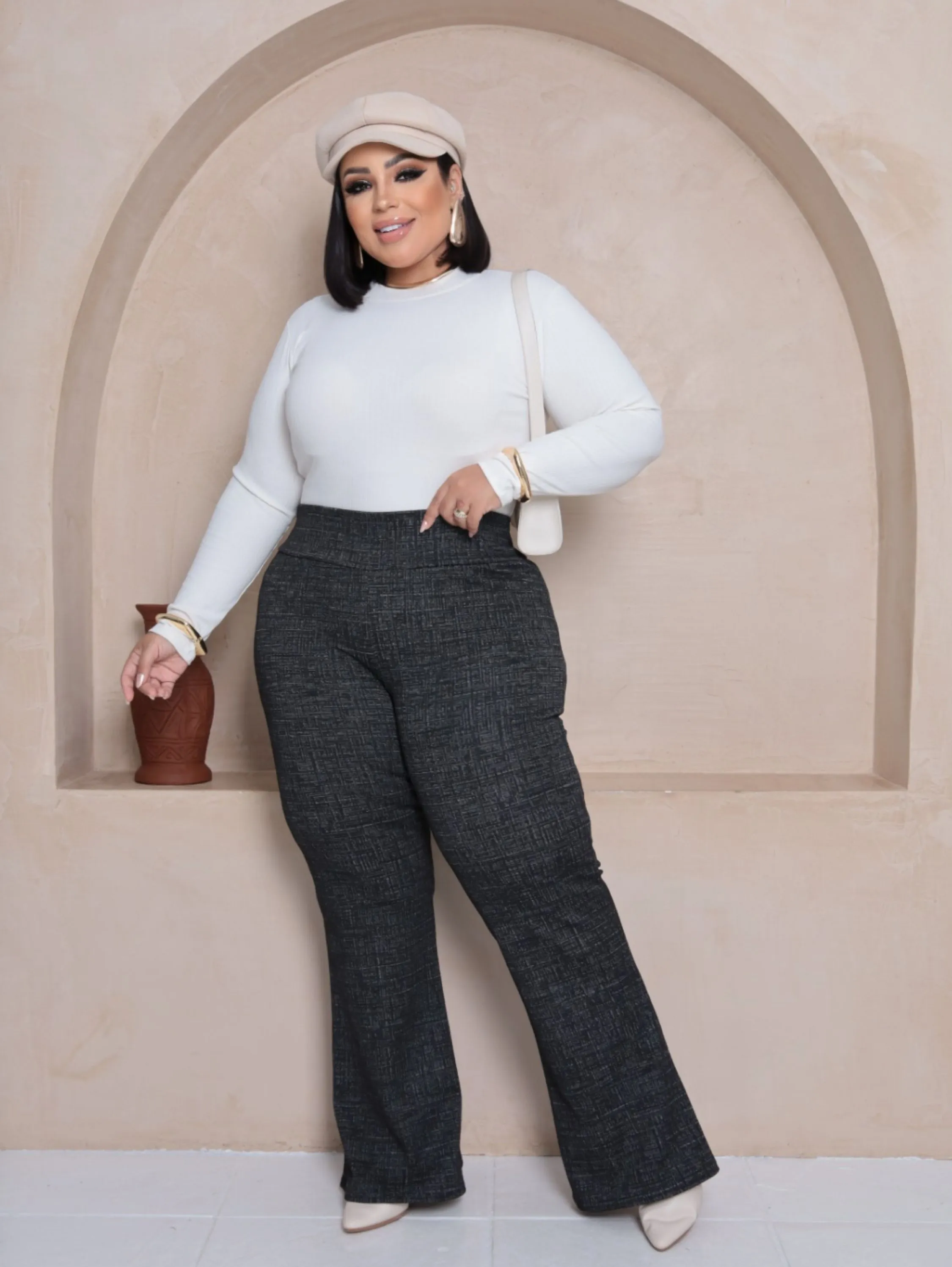 Calça Jaquard plus size Lau