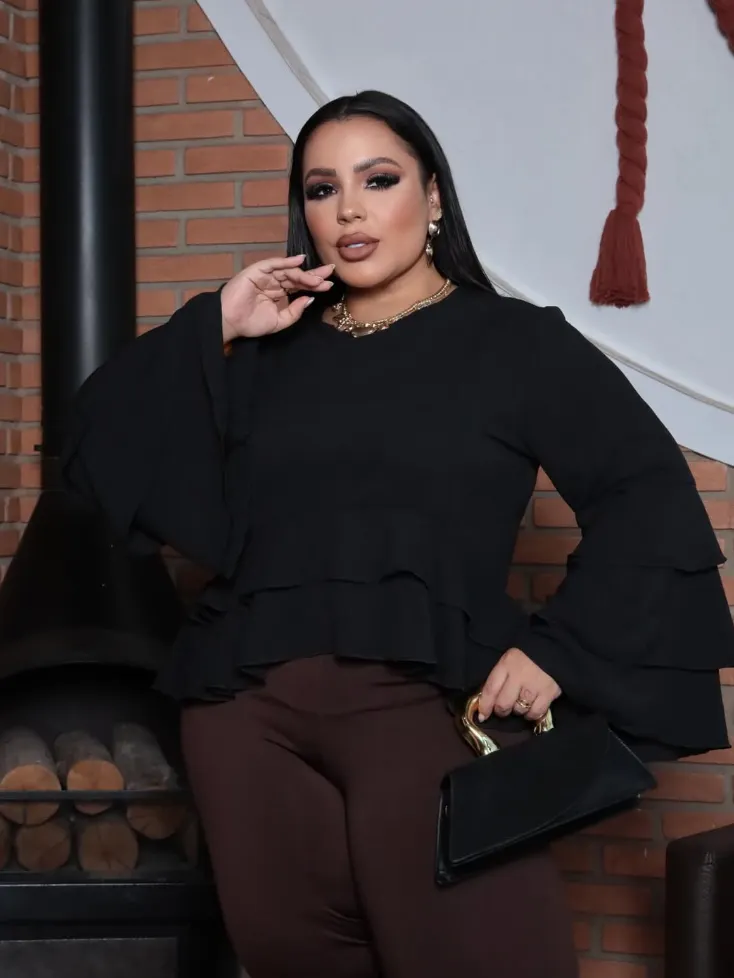 Bata babado plus size ly