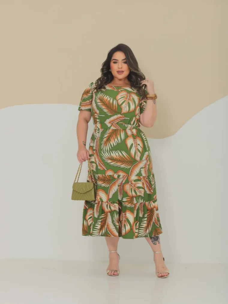 Vestido 3 marias estampado plus size iris
