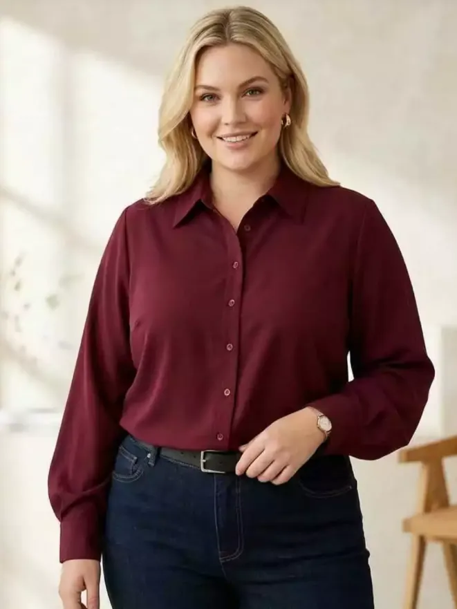 Camisa viscose plus size social Key