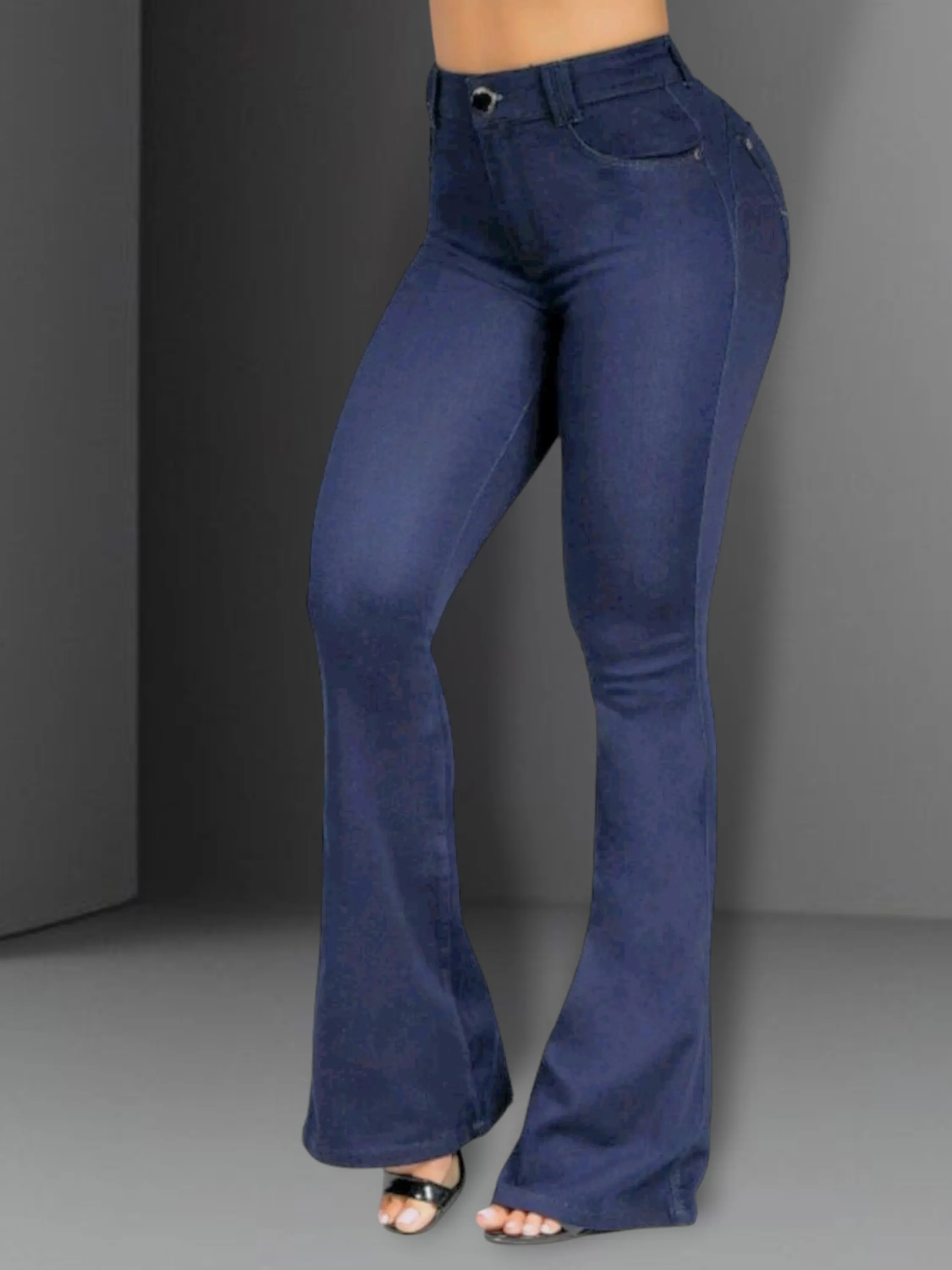 Calça flare jeans feminina