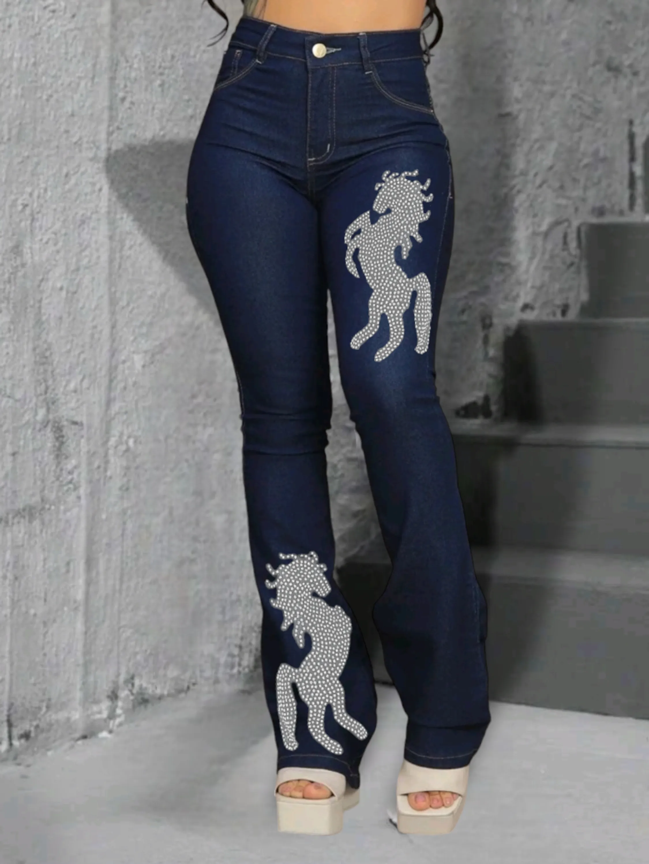 Calça flare jeans country feminina