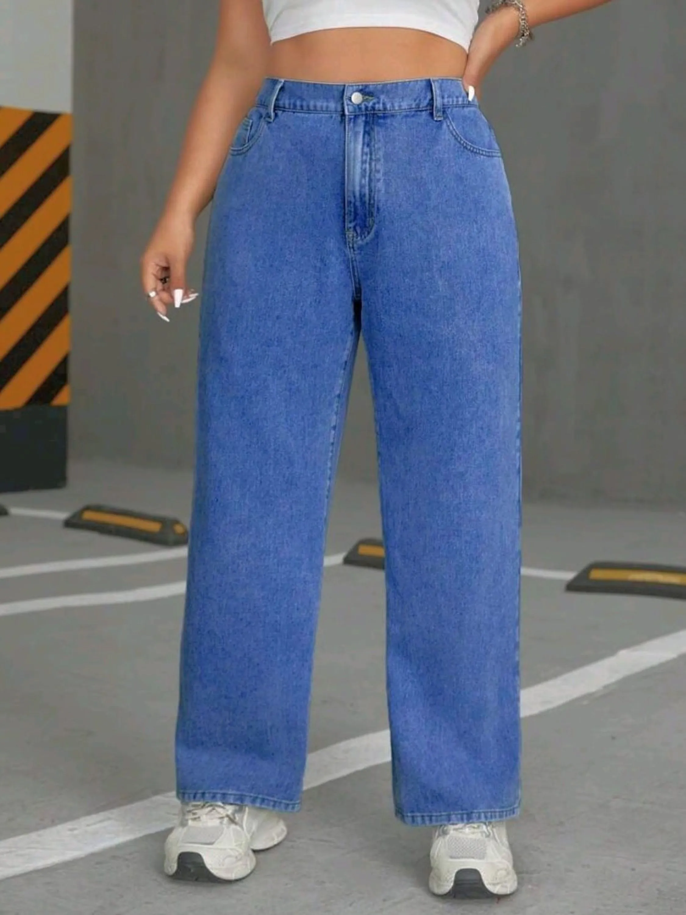 Wide leg jeans pamtalona feminina plus siz (34 ao 54)