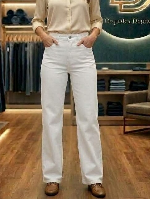 Wide leg jeans pantalona cor branca