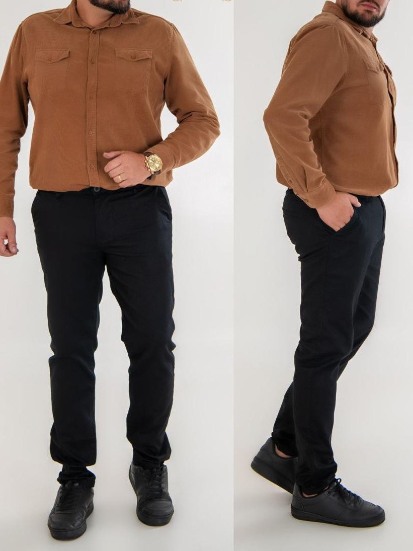 Calça jeans skinny masculino cor preta