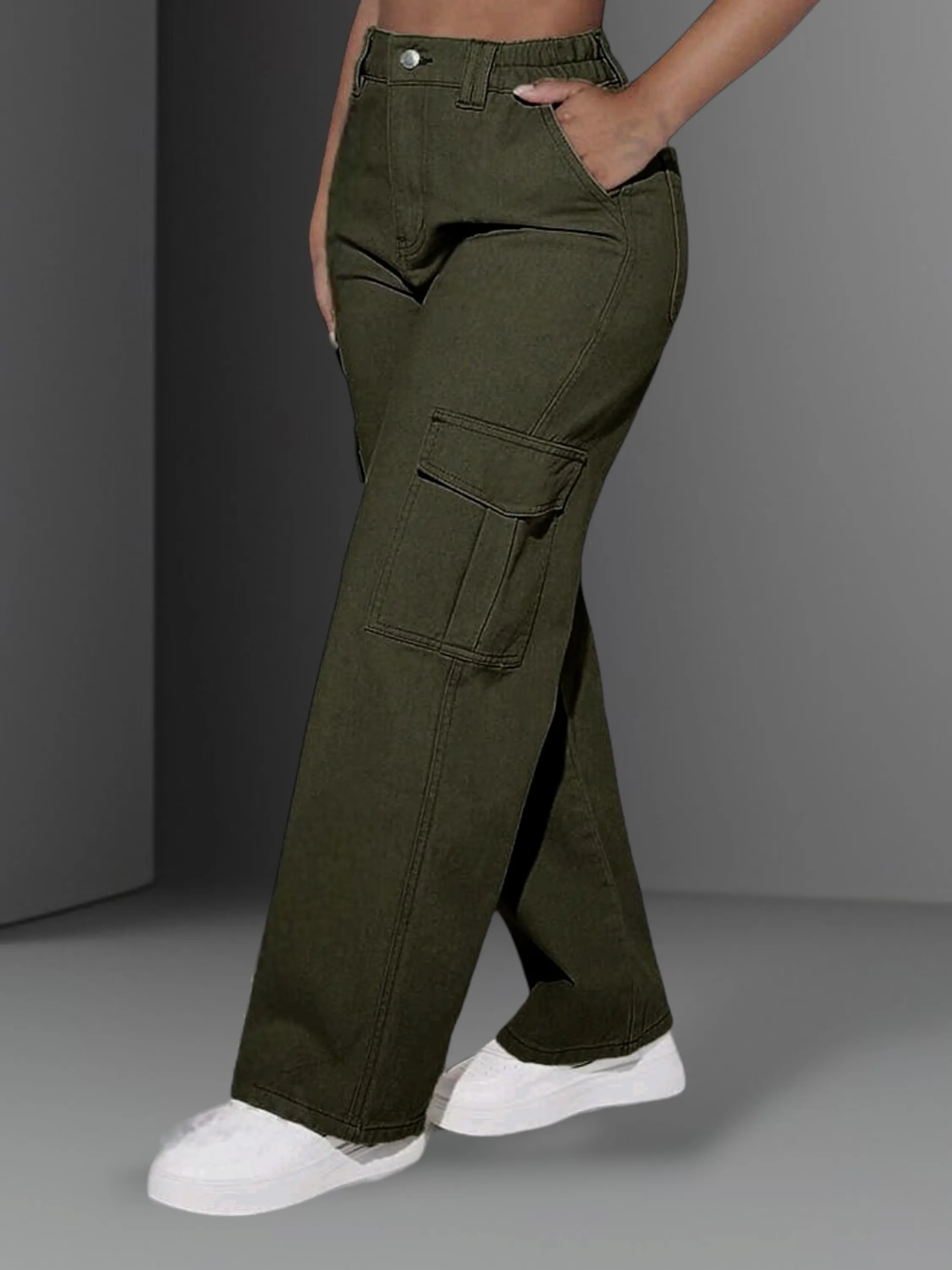 Cargo jeans wide leg ( pantalona feminina )