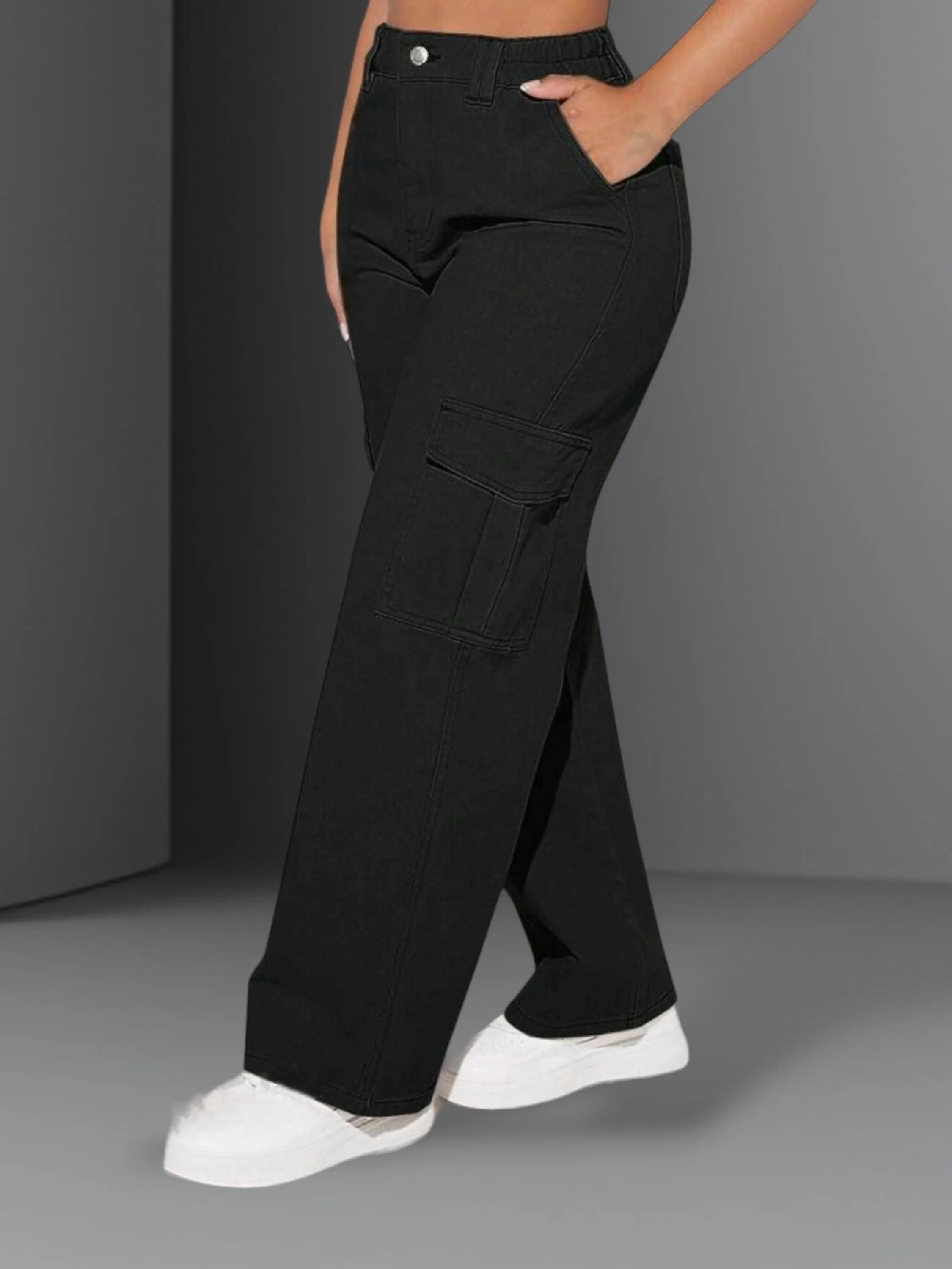 Cargo jeans wide leg (pantalona feminina)