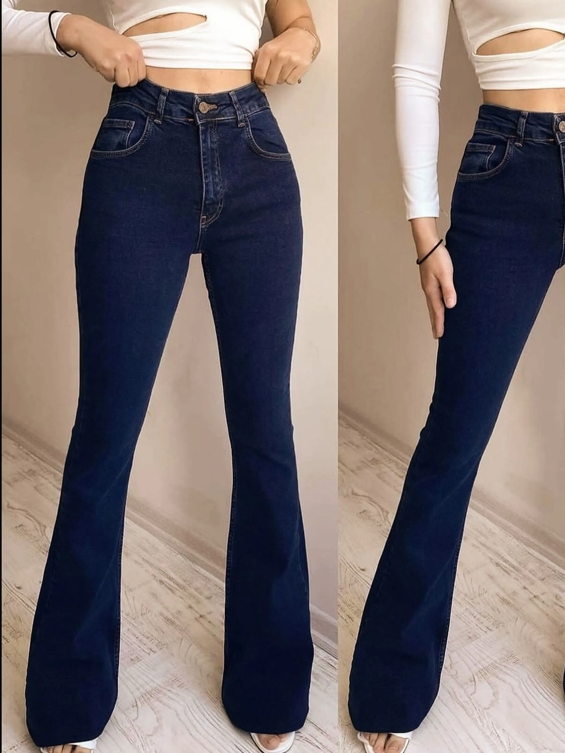 Calça jeans flare feminina