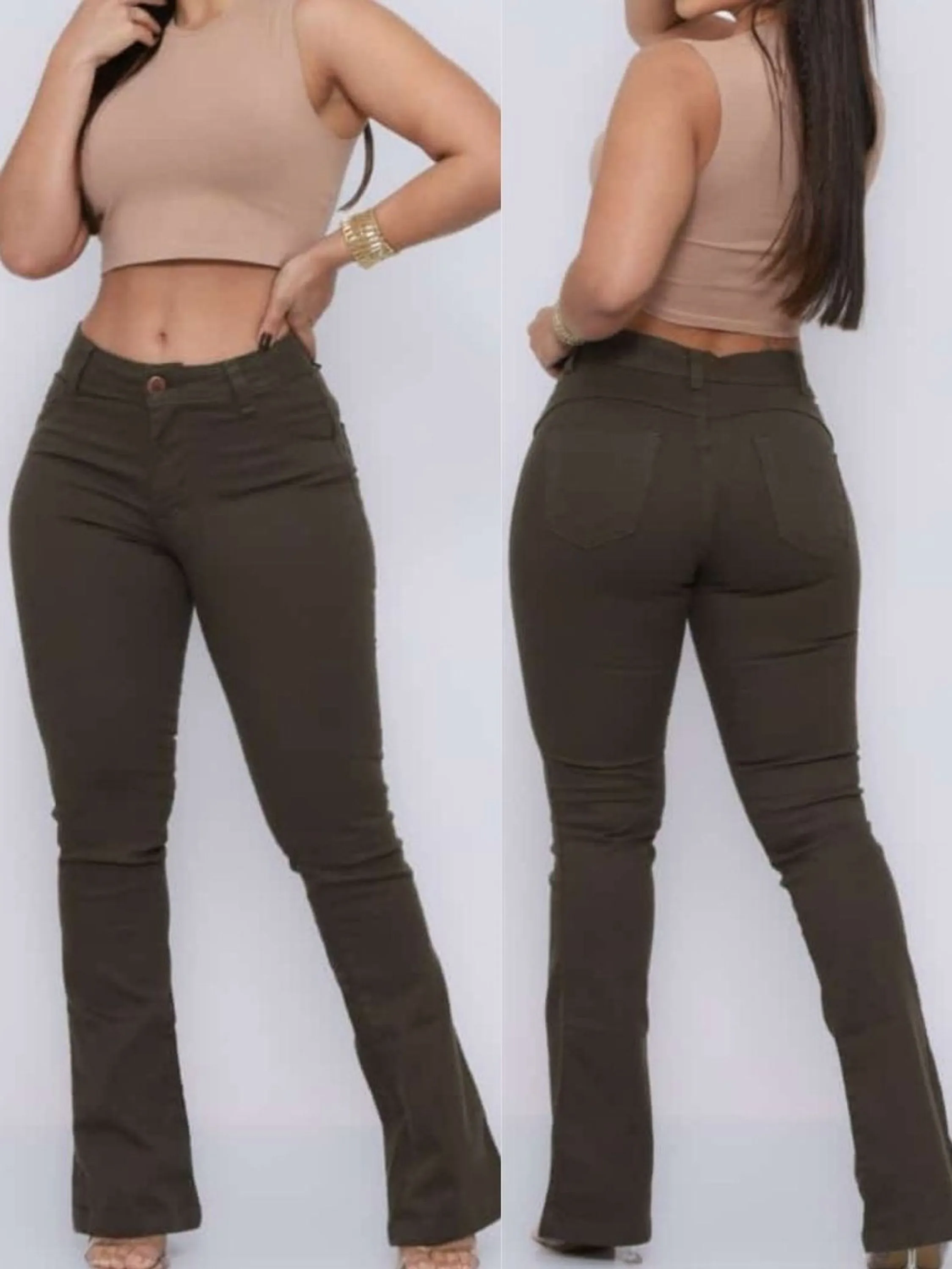 Calça flare  jeans feminina