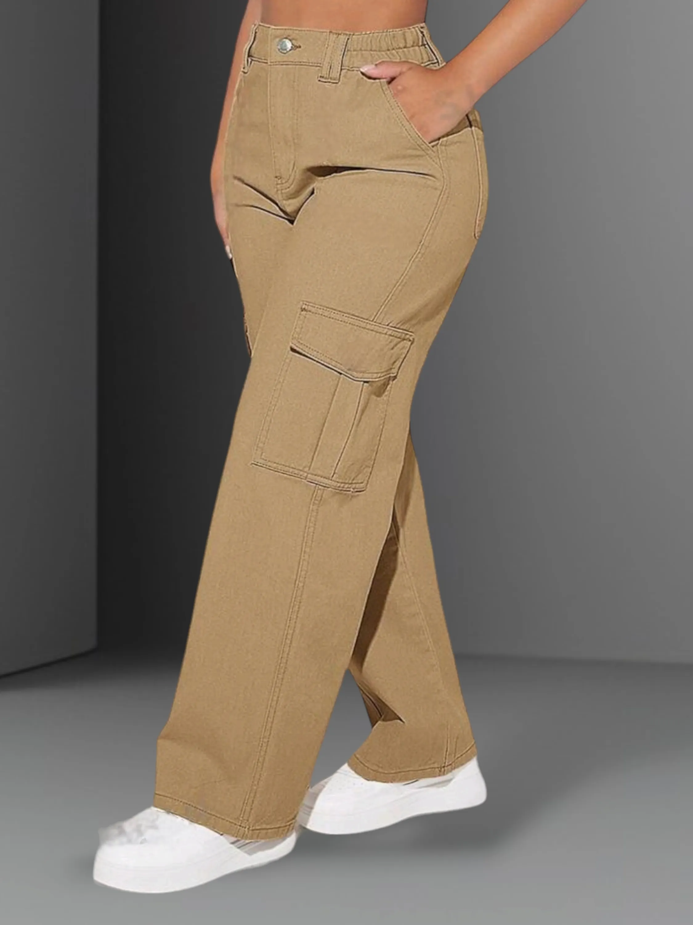 Cargo jeans wide leg ( pantalona feminina)