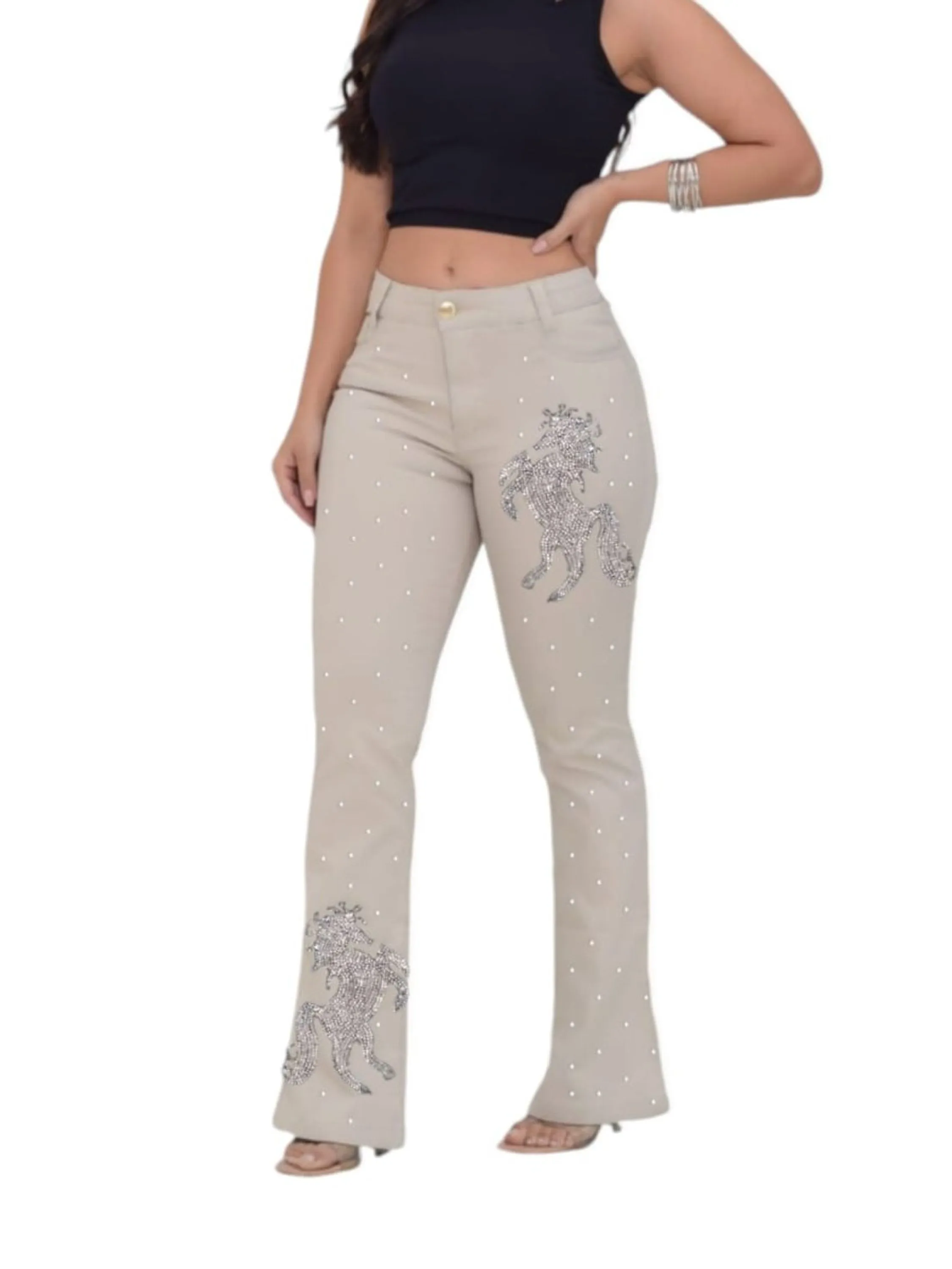 Calça flare country jeans feminina