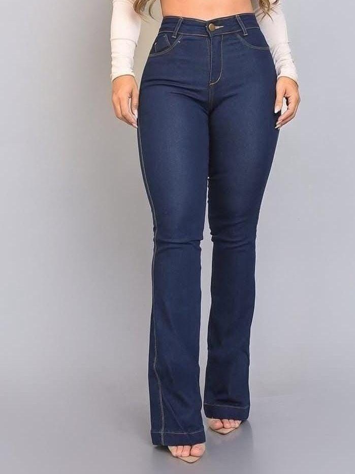 Calça flare jeans feminina