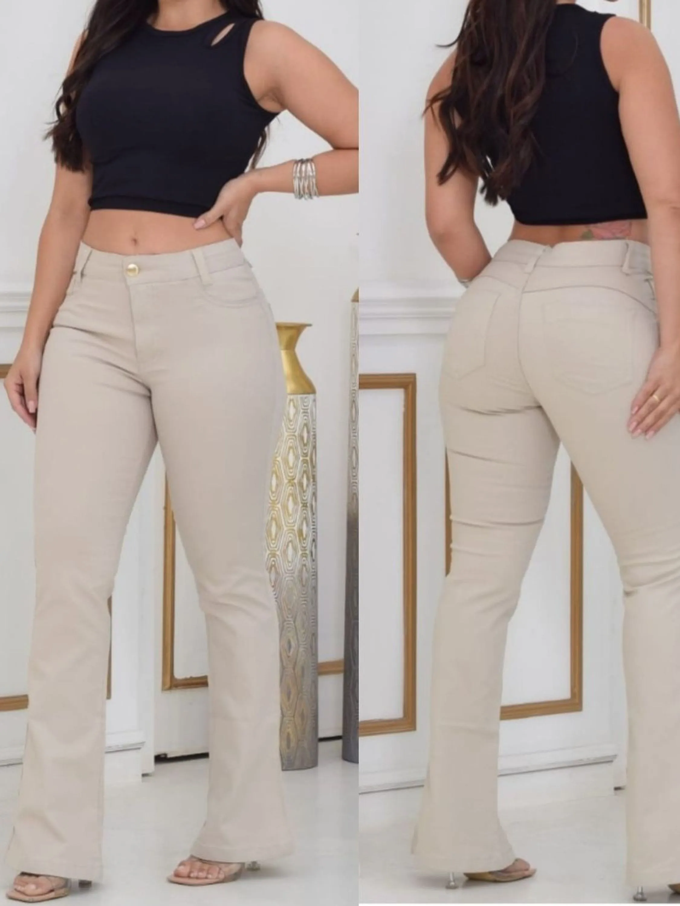 Calça flare  jeans feminina