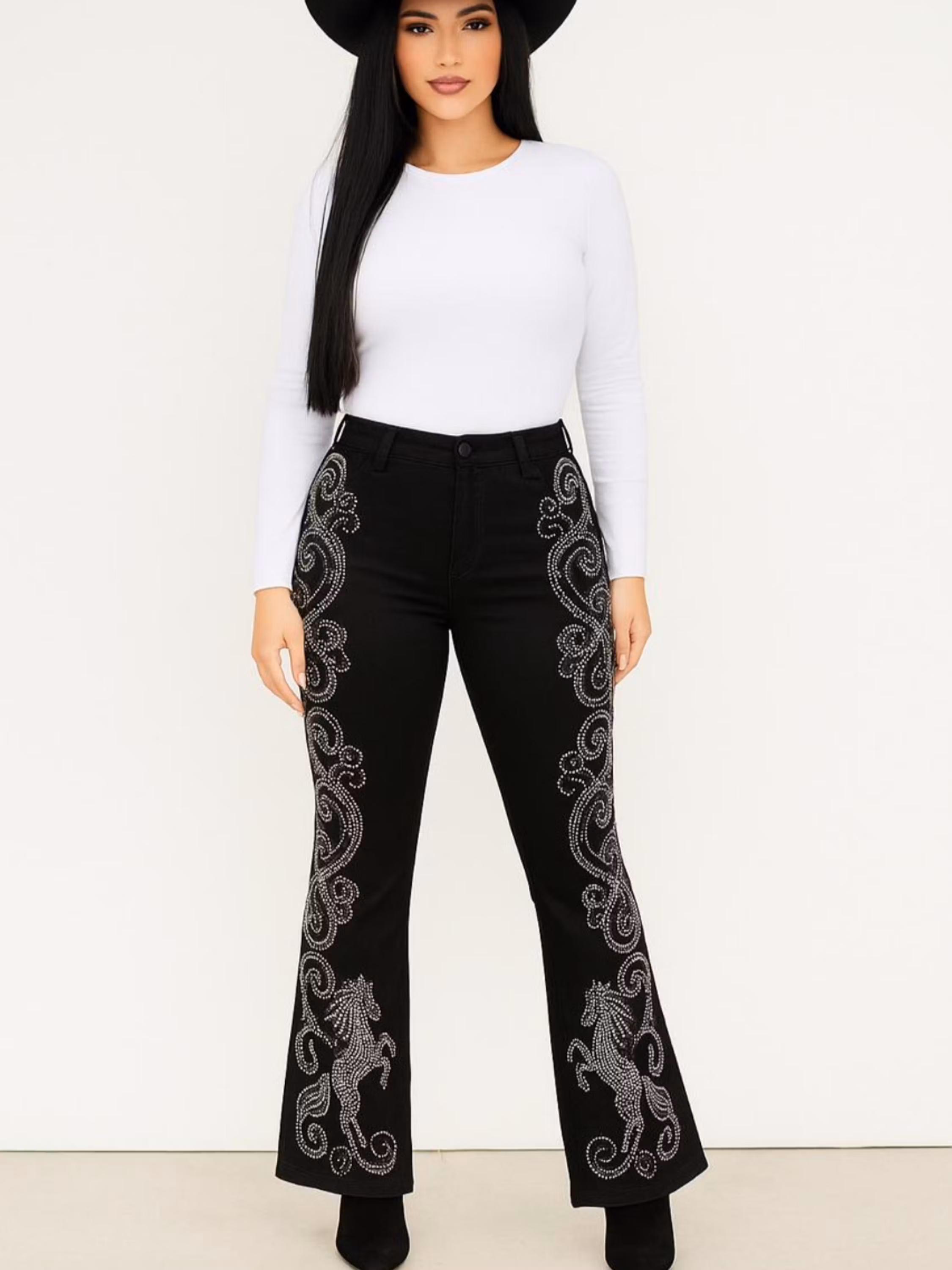 Calça country feminina jeans com brilho