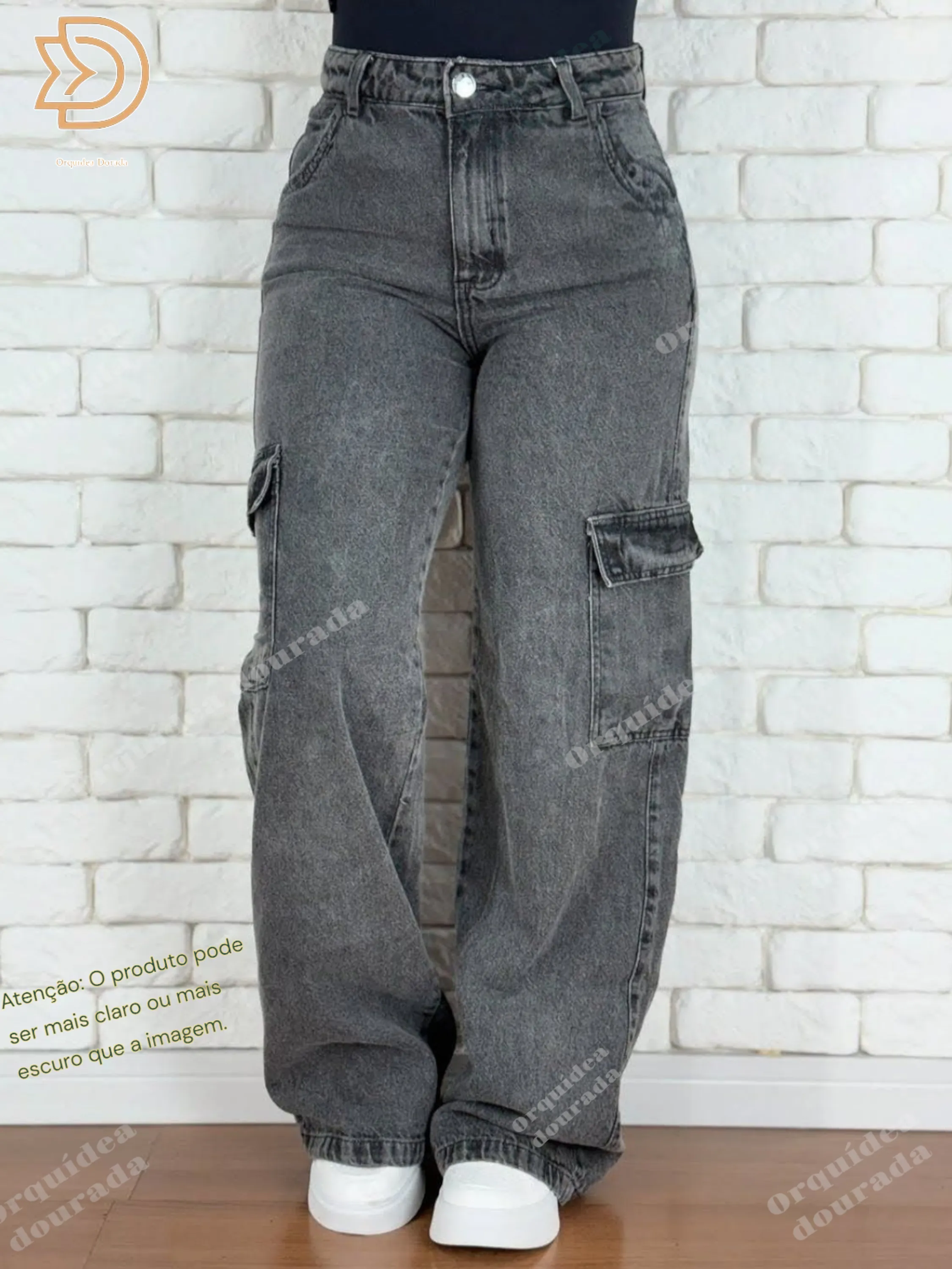 Cargo grafite calça jeans feminina
