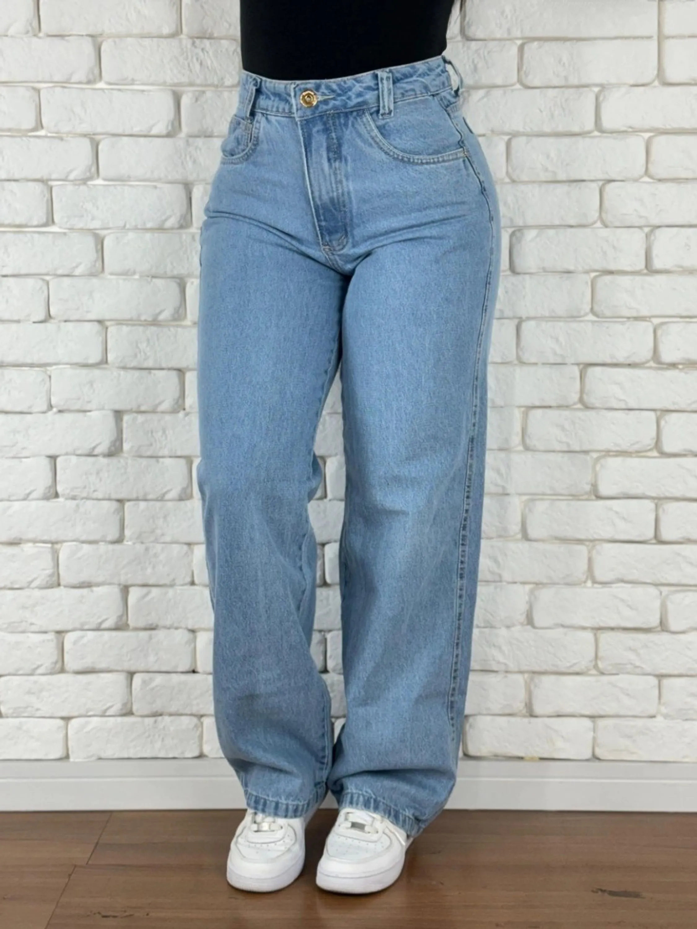 Wide leg jeans pantalona feminina