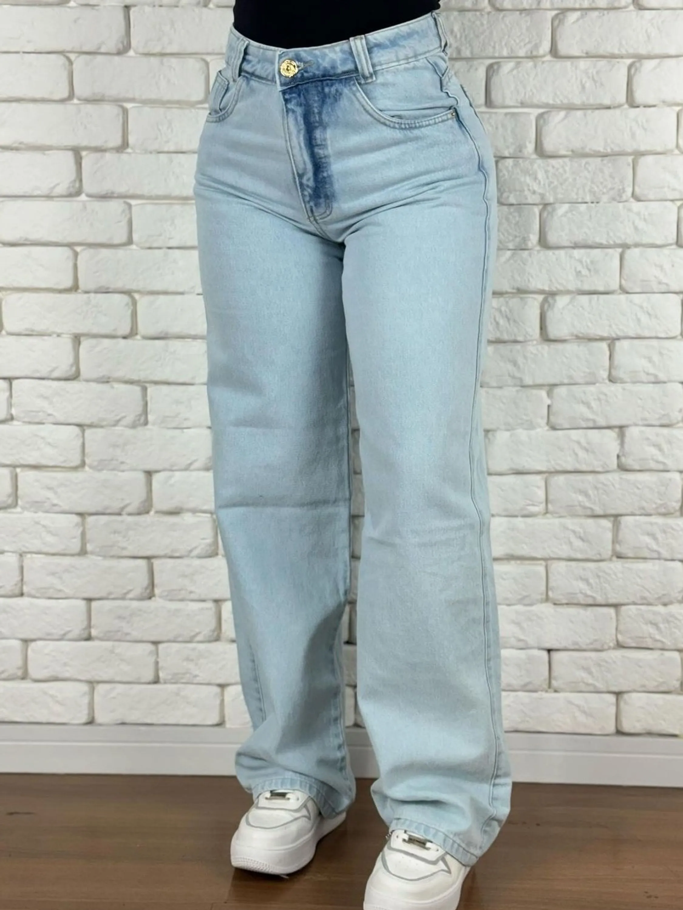 Wide leg jeans pantalona feminina