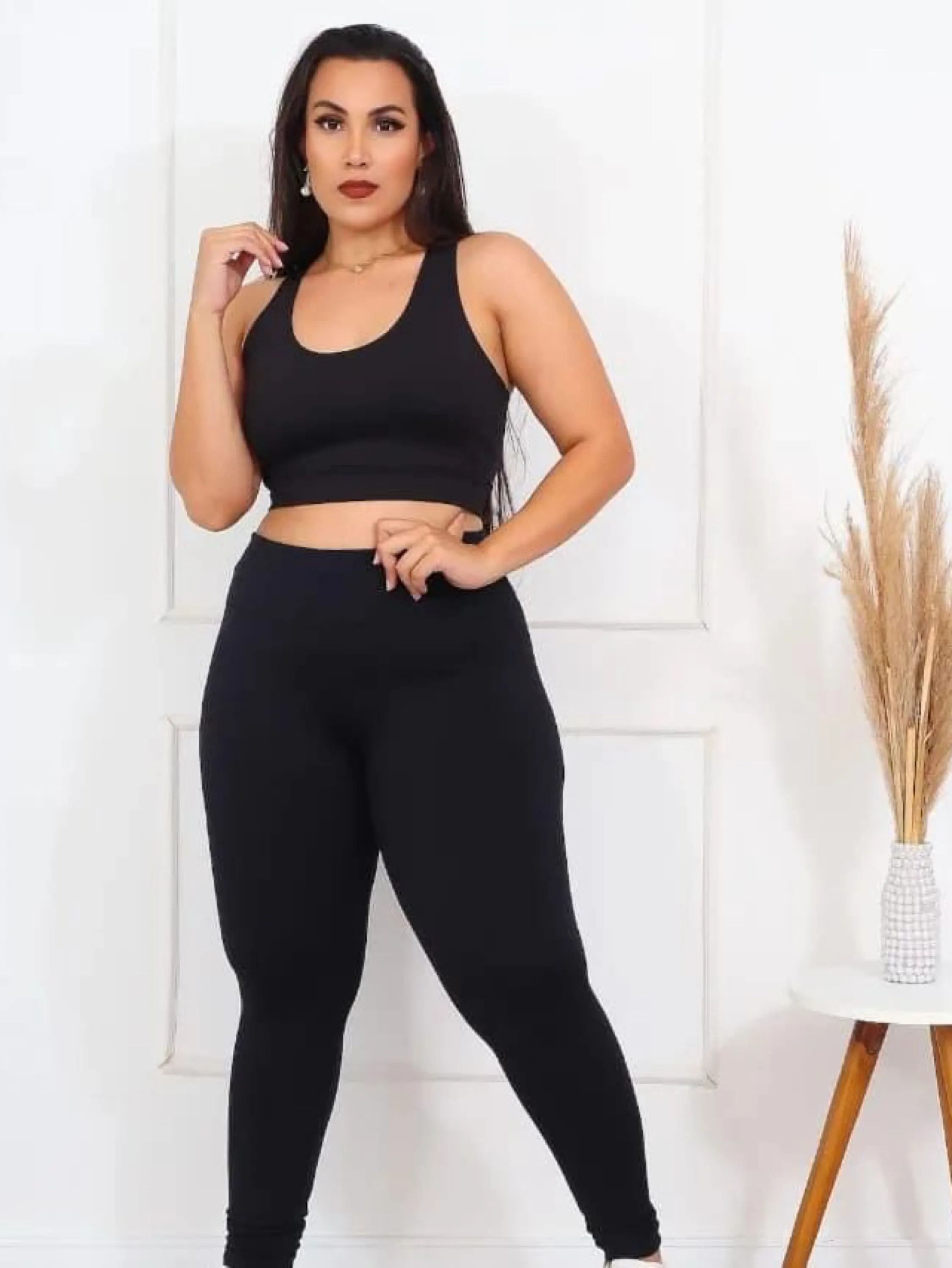 Calça legging plus size flanelada
