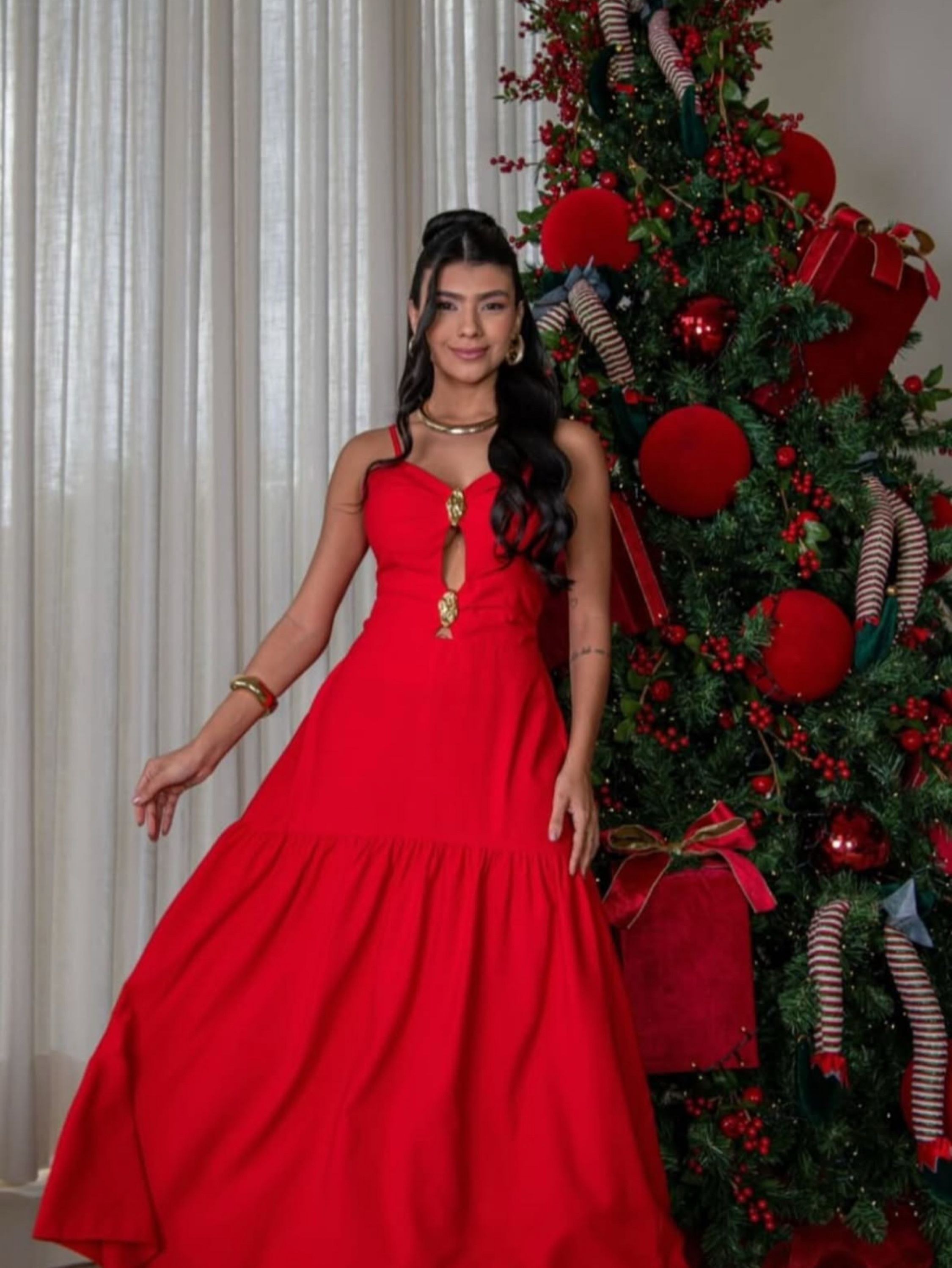 Vestido detalhe em fivela coleção Natal