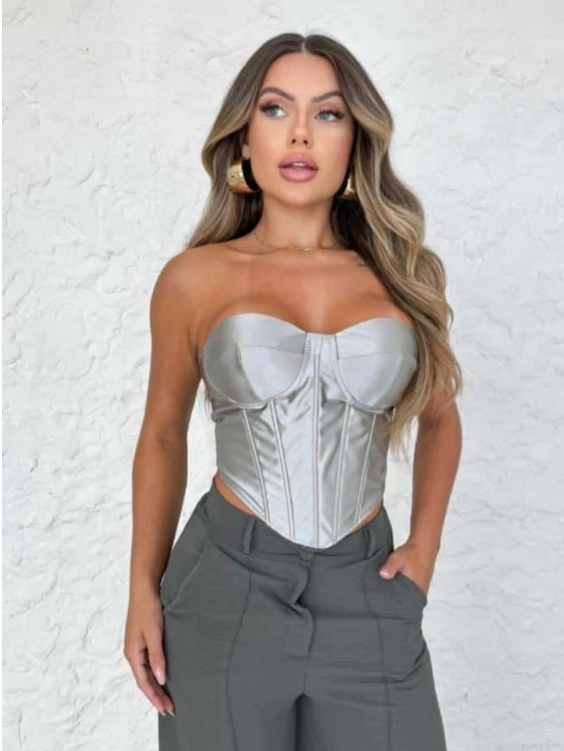 Corselet acetinado