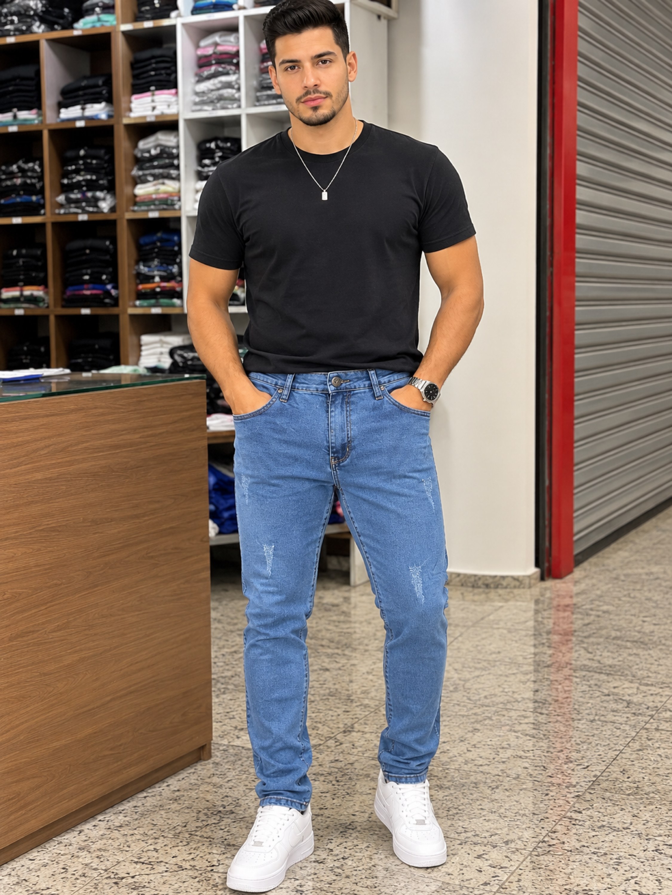 Calça jeans Skinny com elastano Masculino