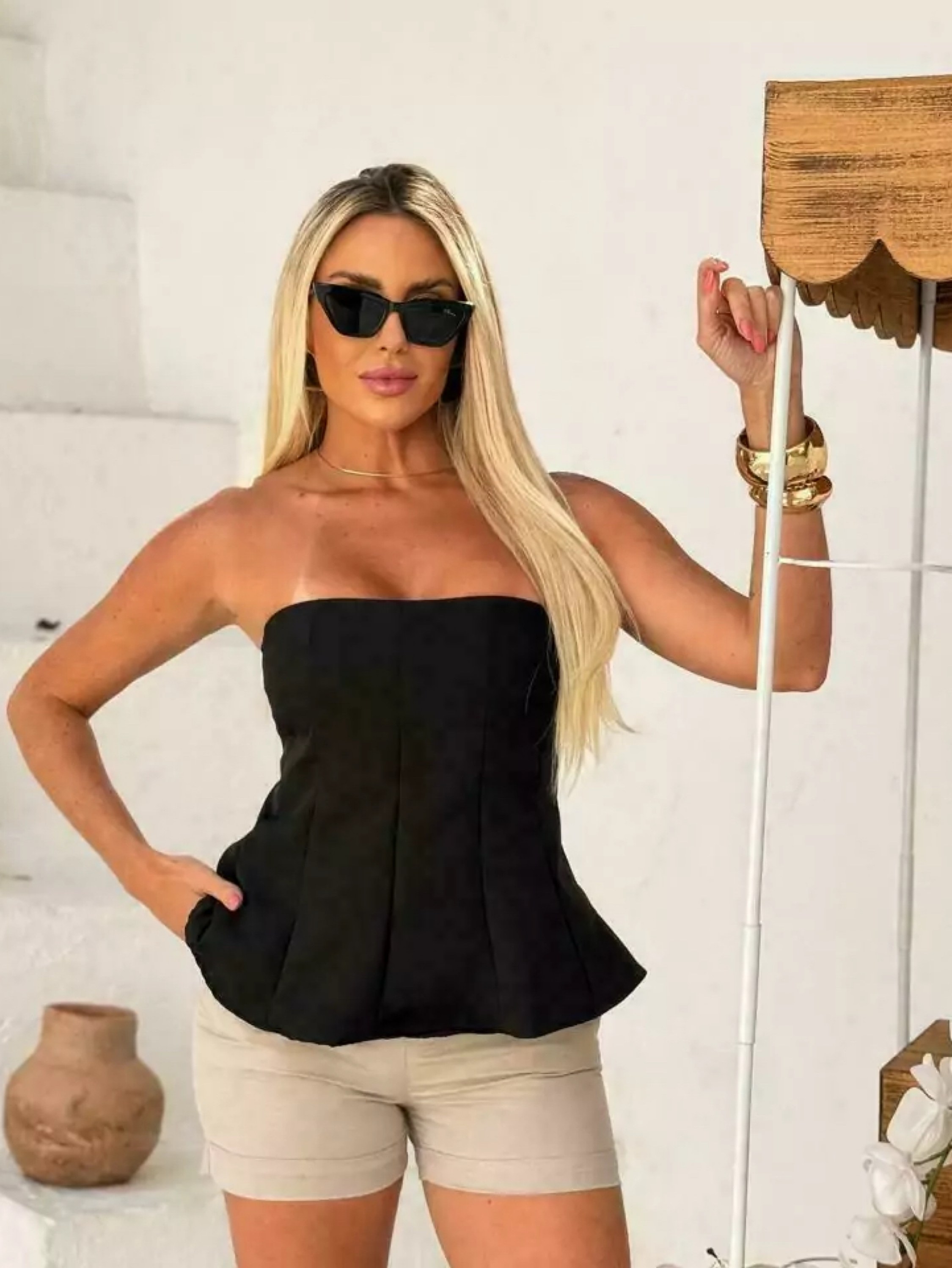 Blusa peplum tomara que caia