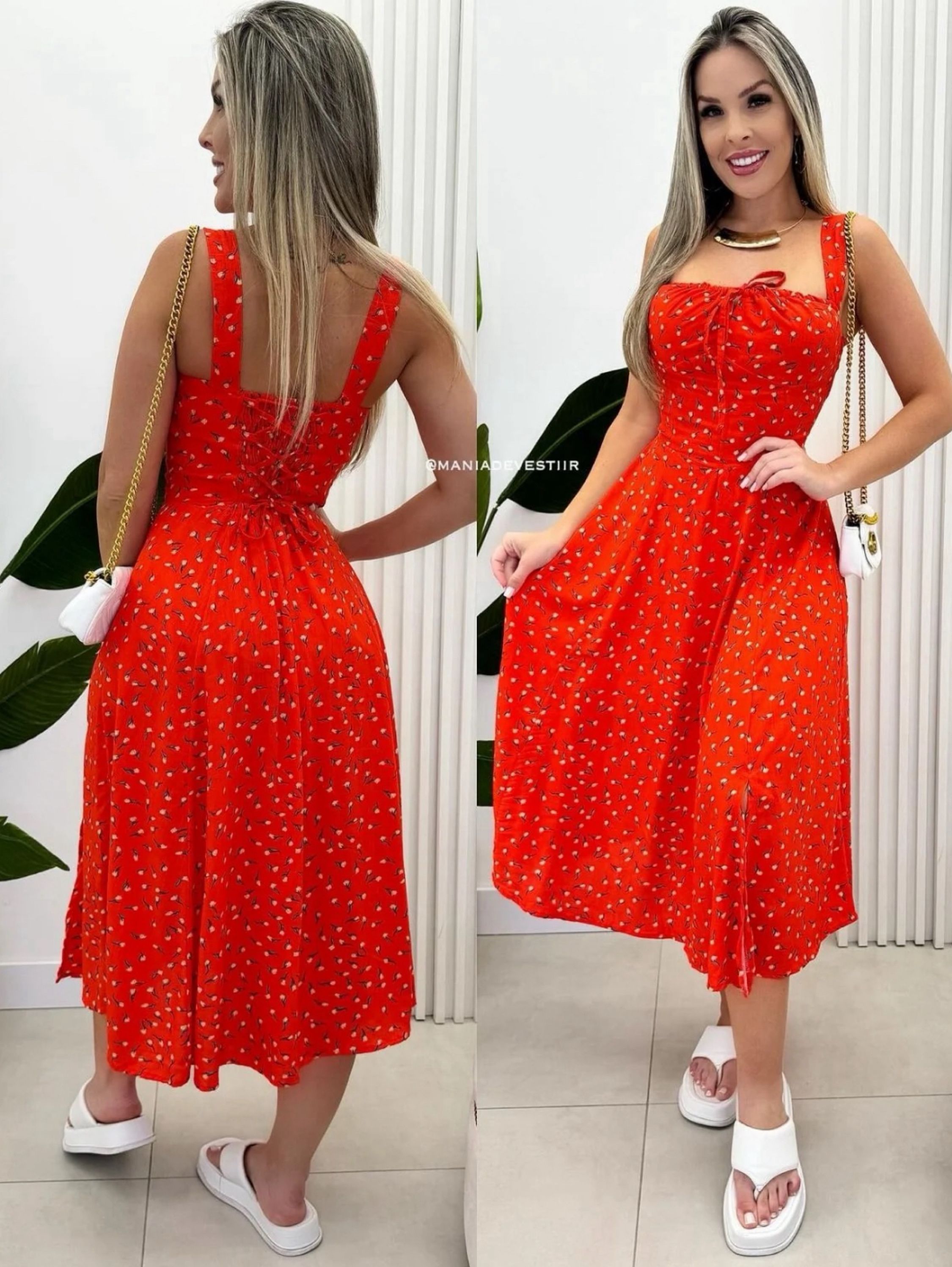 Vestido alça longo floral / primavera verão