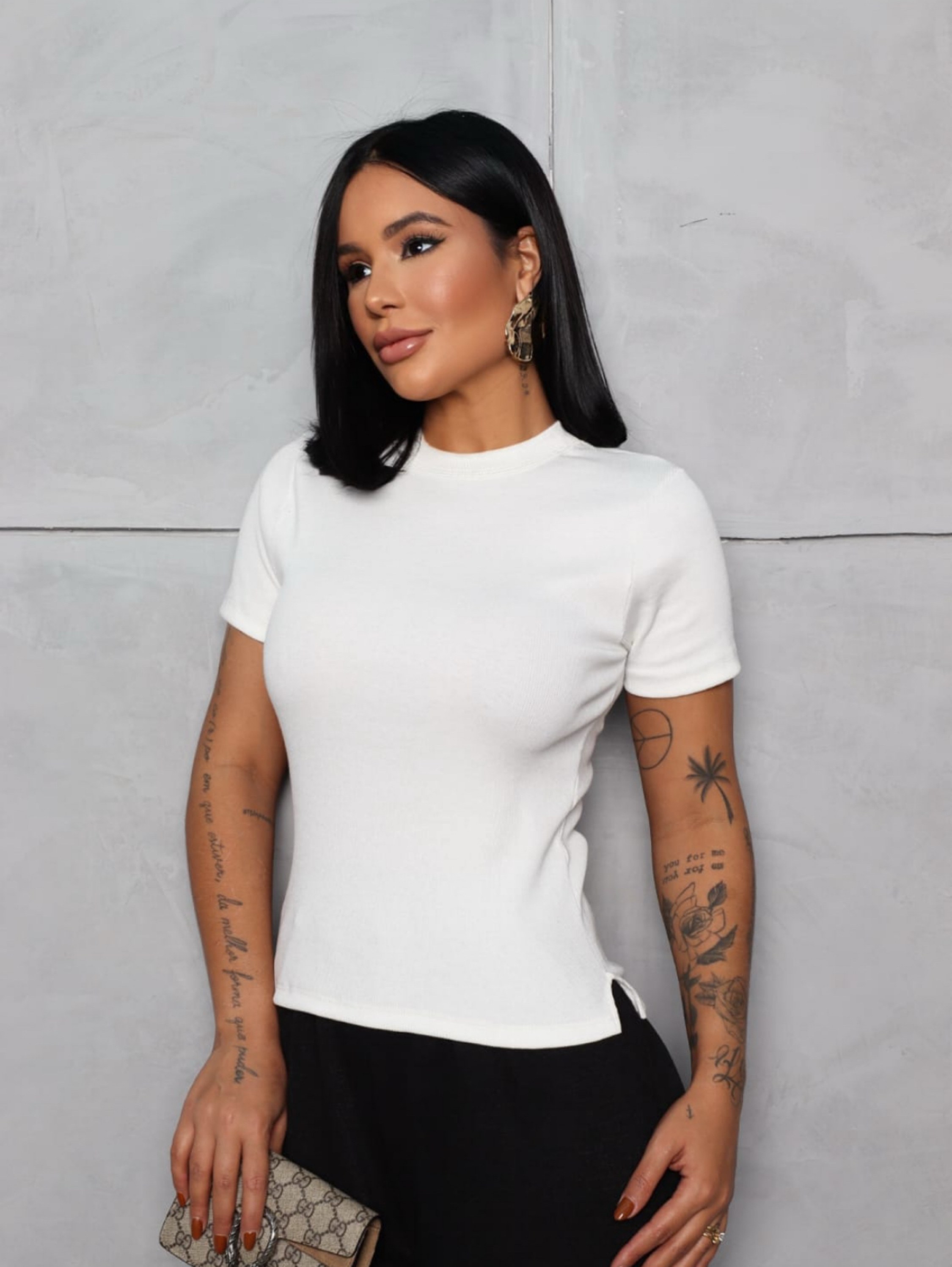 Blusa manga curta casual