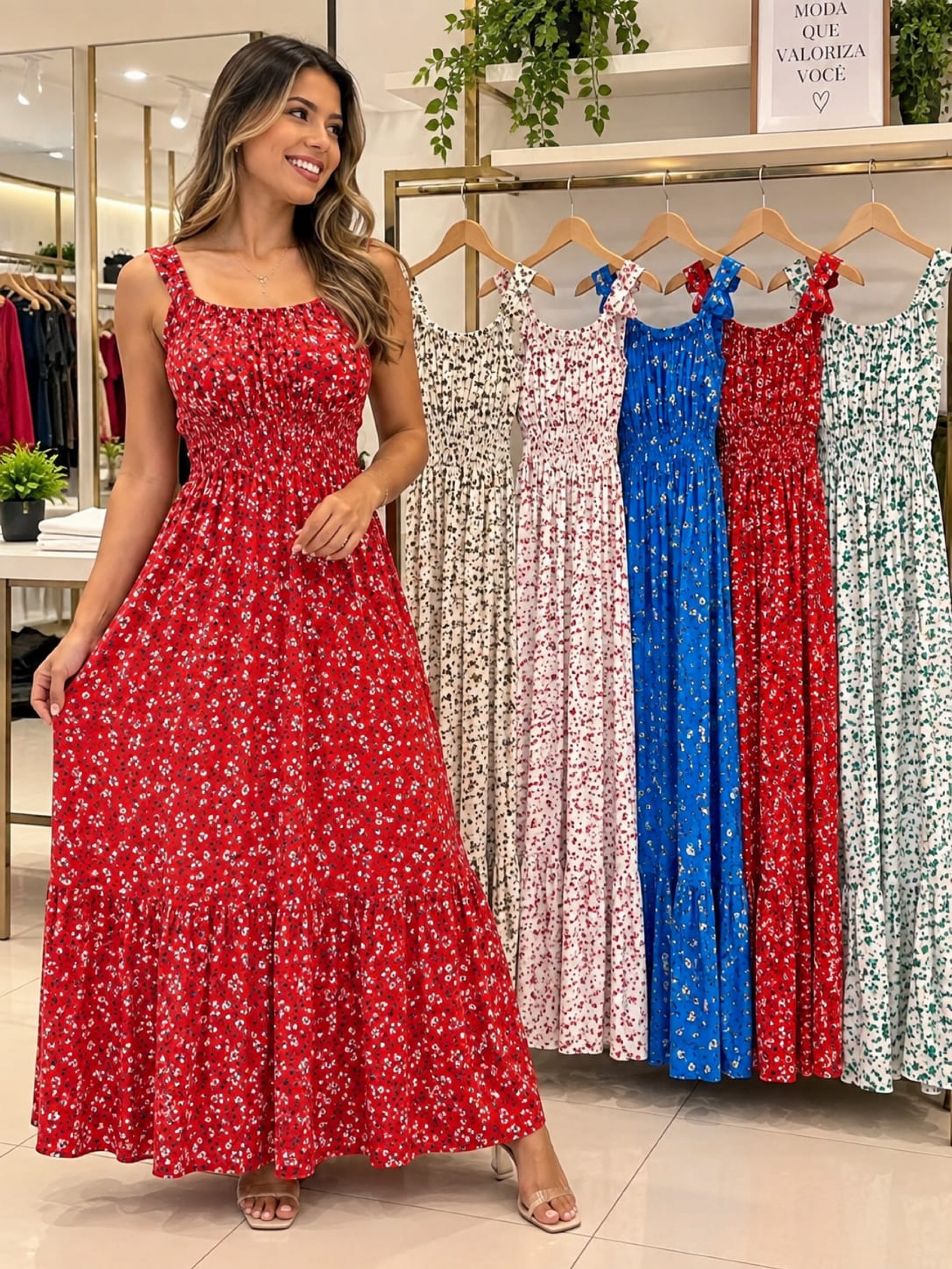 Vestido longo viscose com elastex