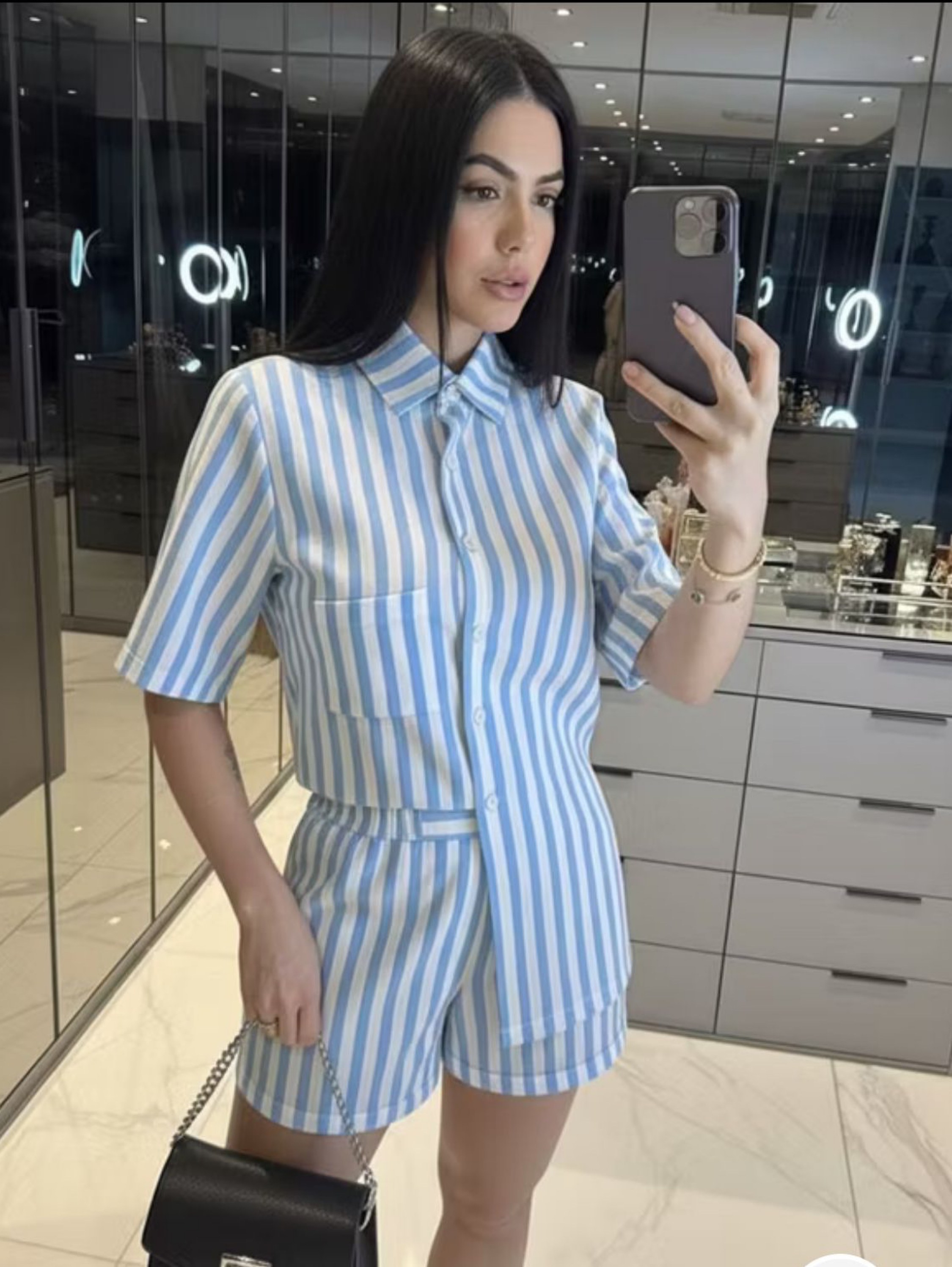 Conjunto linho listrado 2 peças