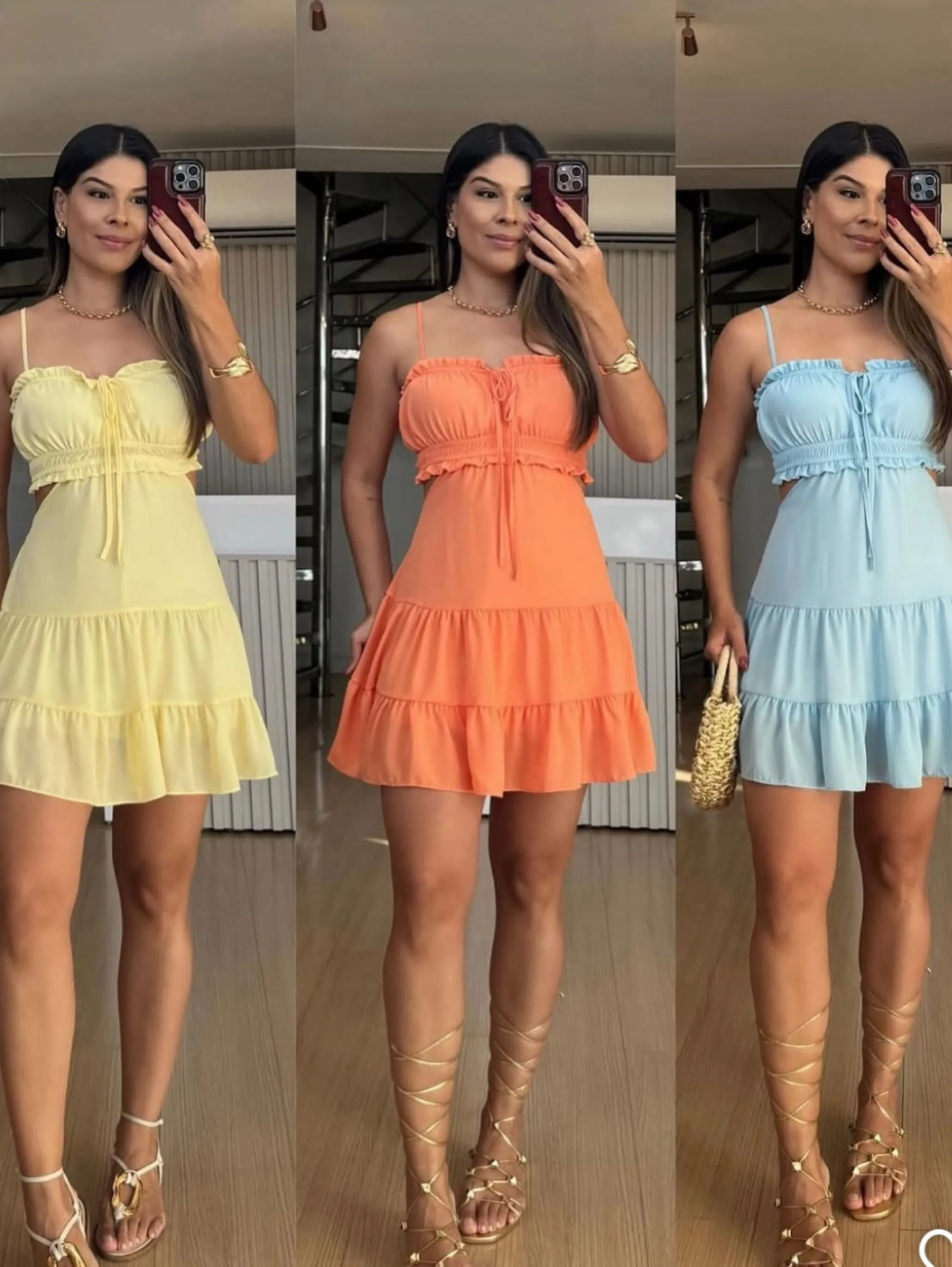 Vestido fru-fru Candy color primavera verão