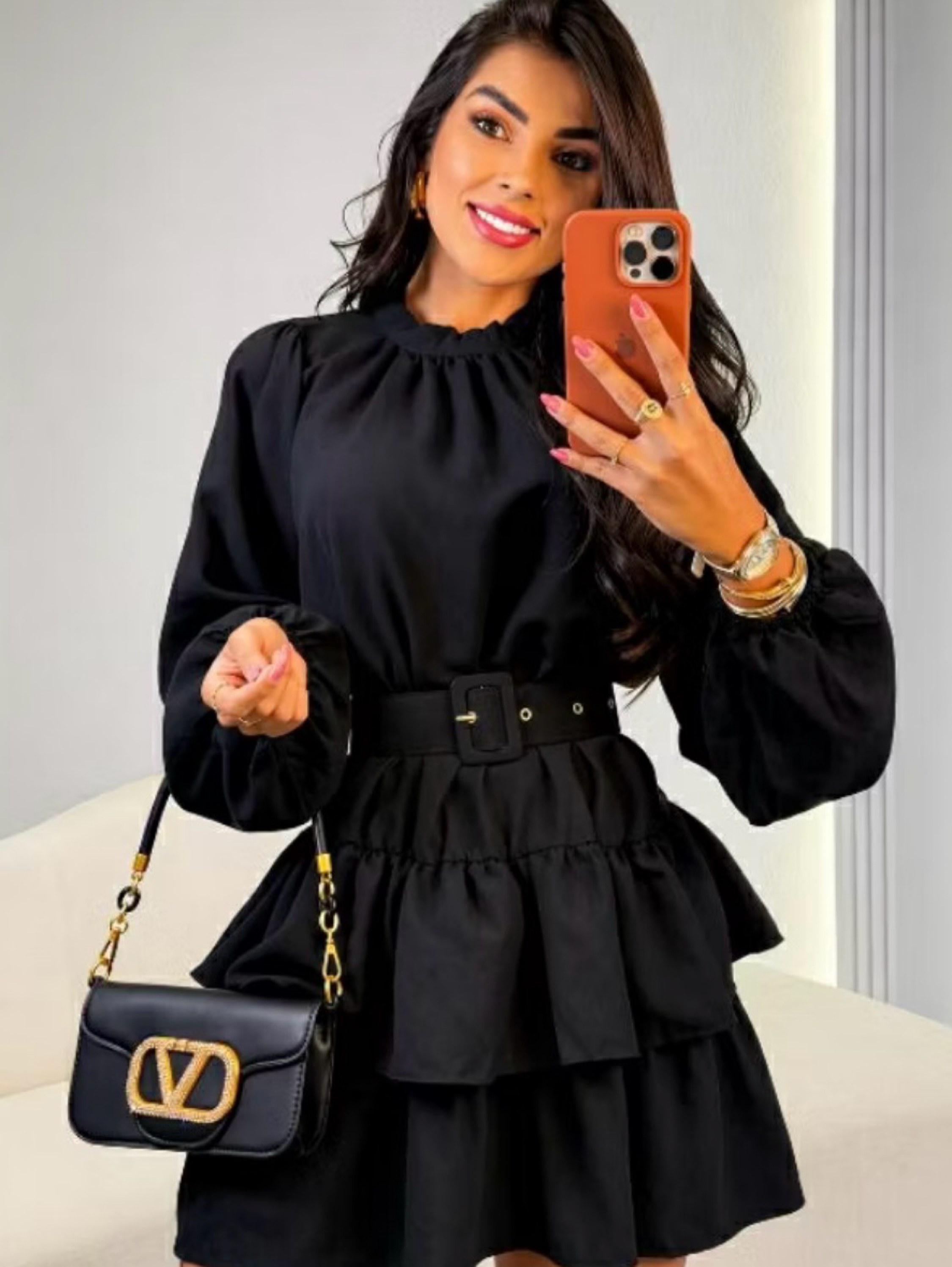 Vestido manga longa com cinto sensorial Marant