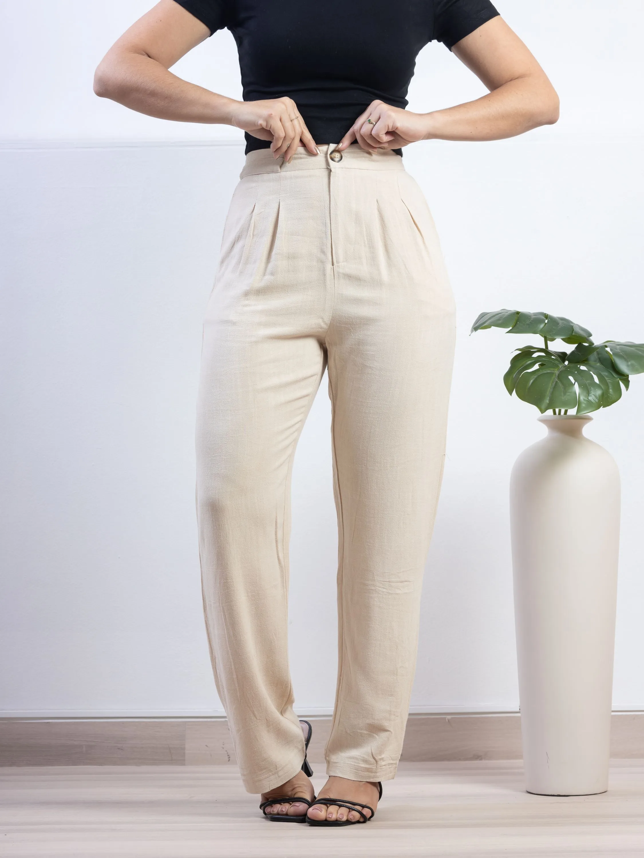 Calça Slim em Linho L - 107