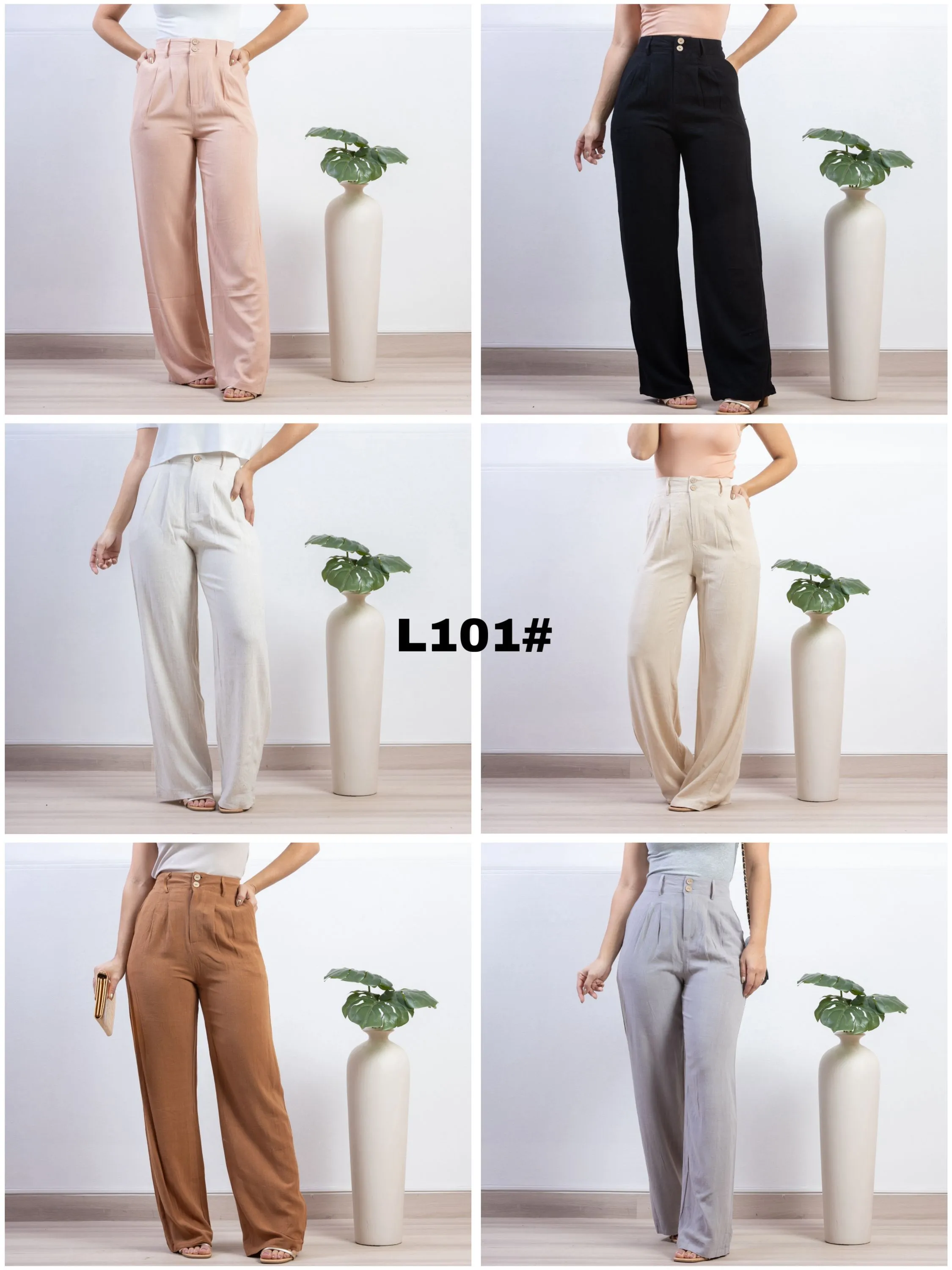 Calça feminina em linho L-101#