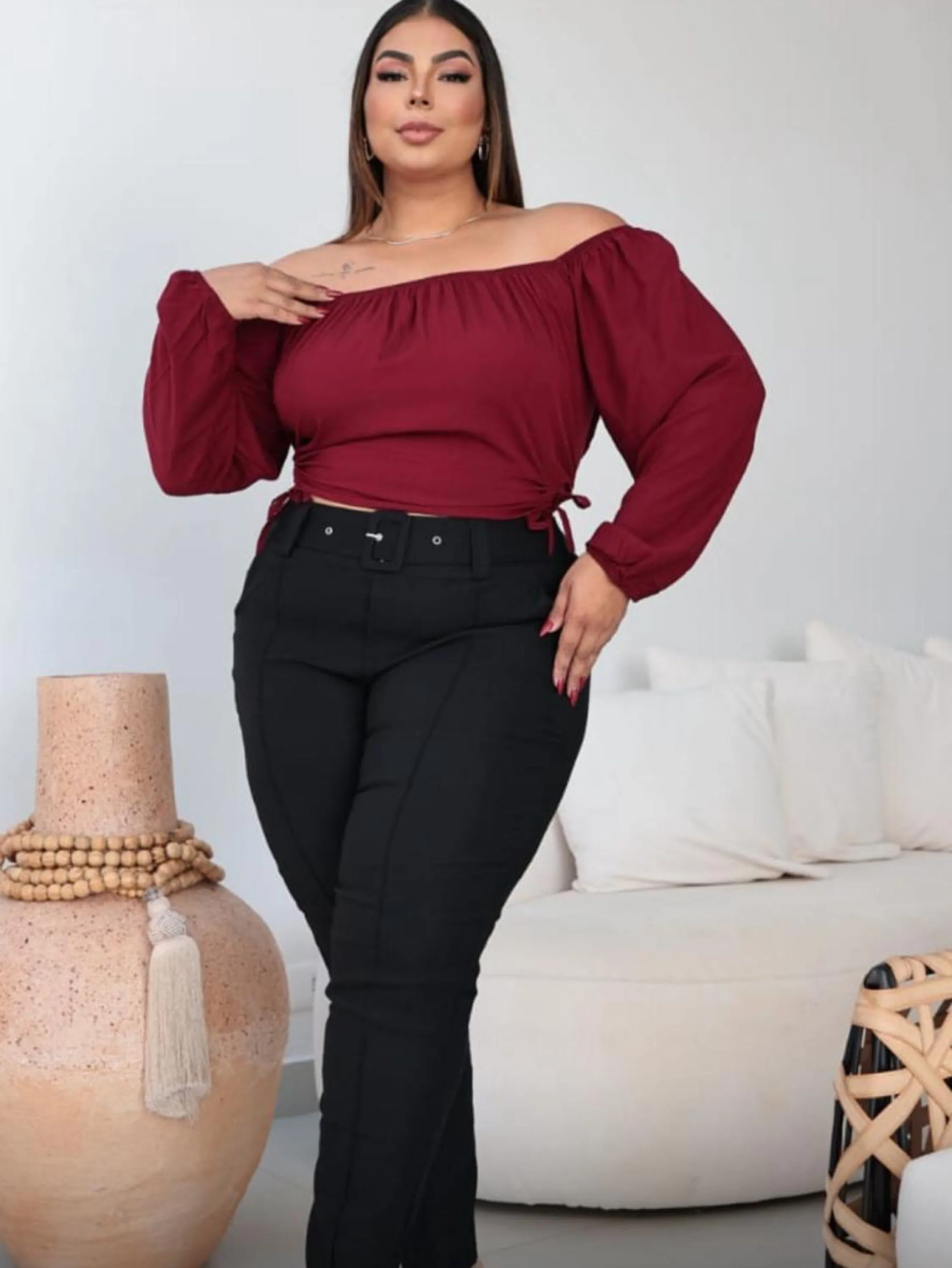 Cropped plus   Size manga longa forrado