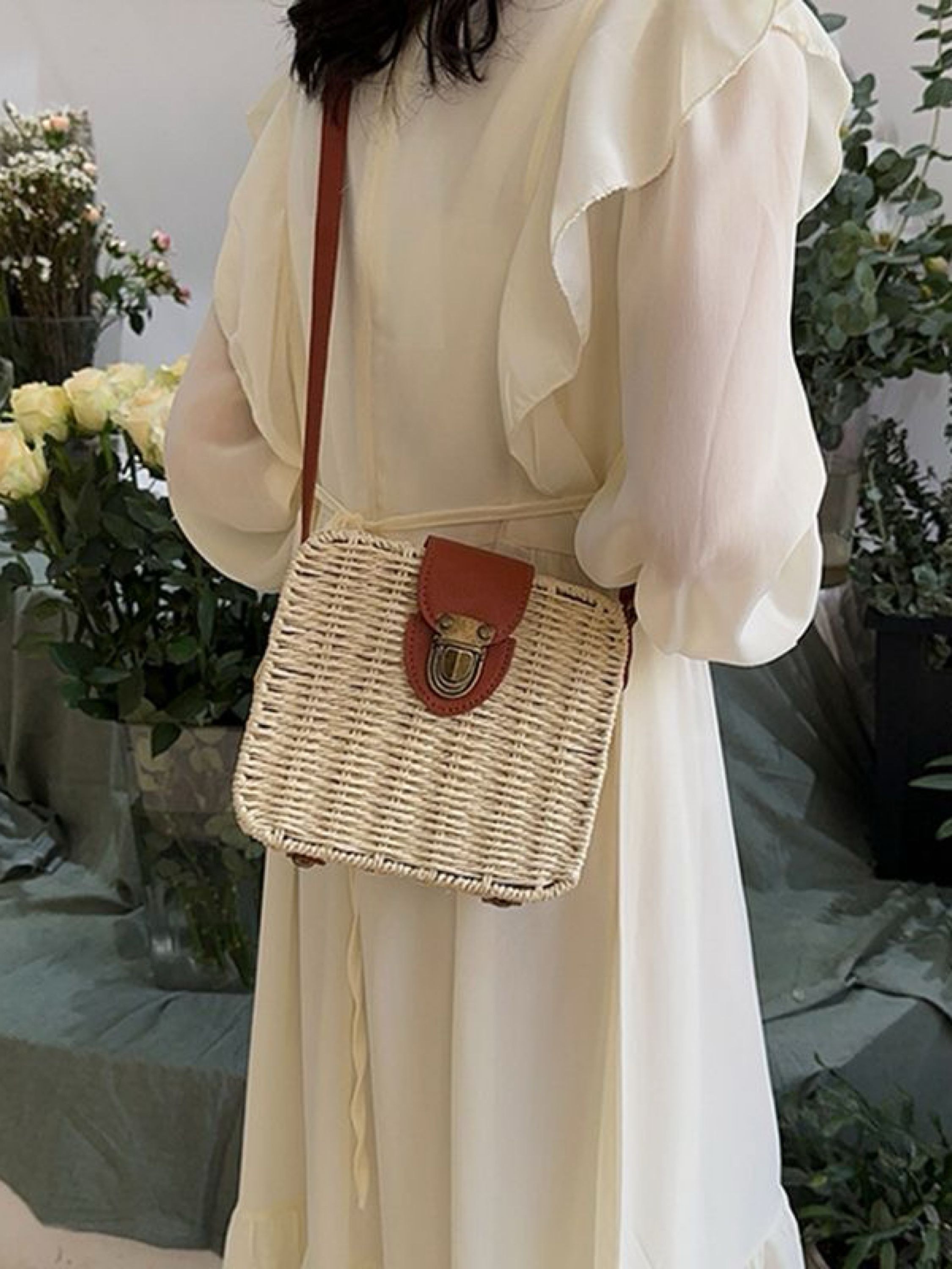 Bolsade praia Rattan Crossbody Vintage