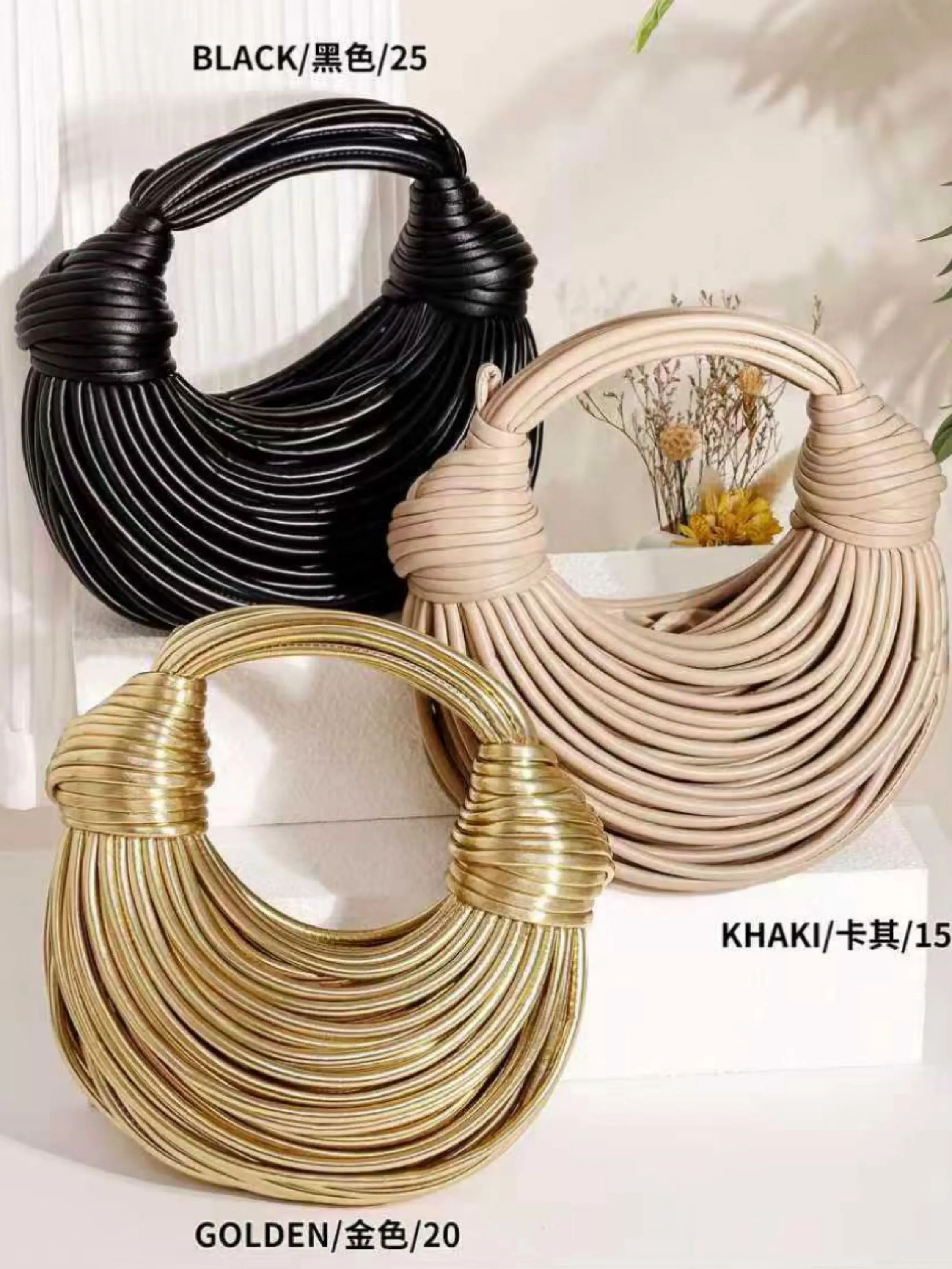 Bolsa Feminina Aramada Redonda Luxo