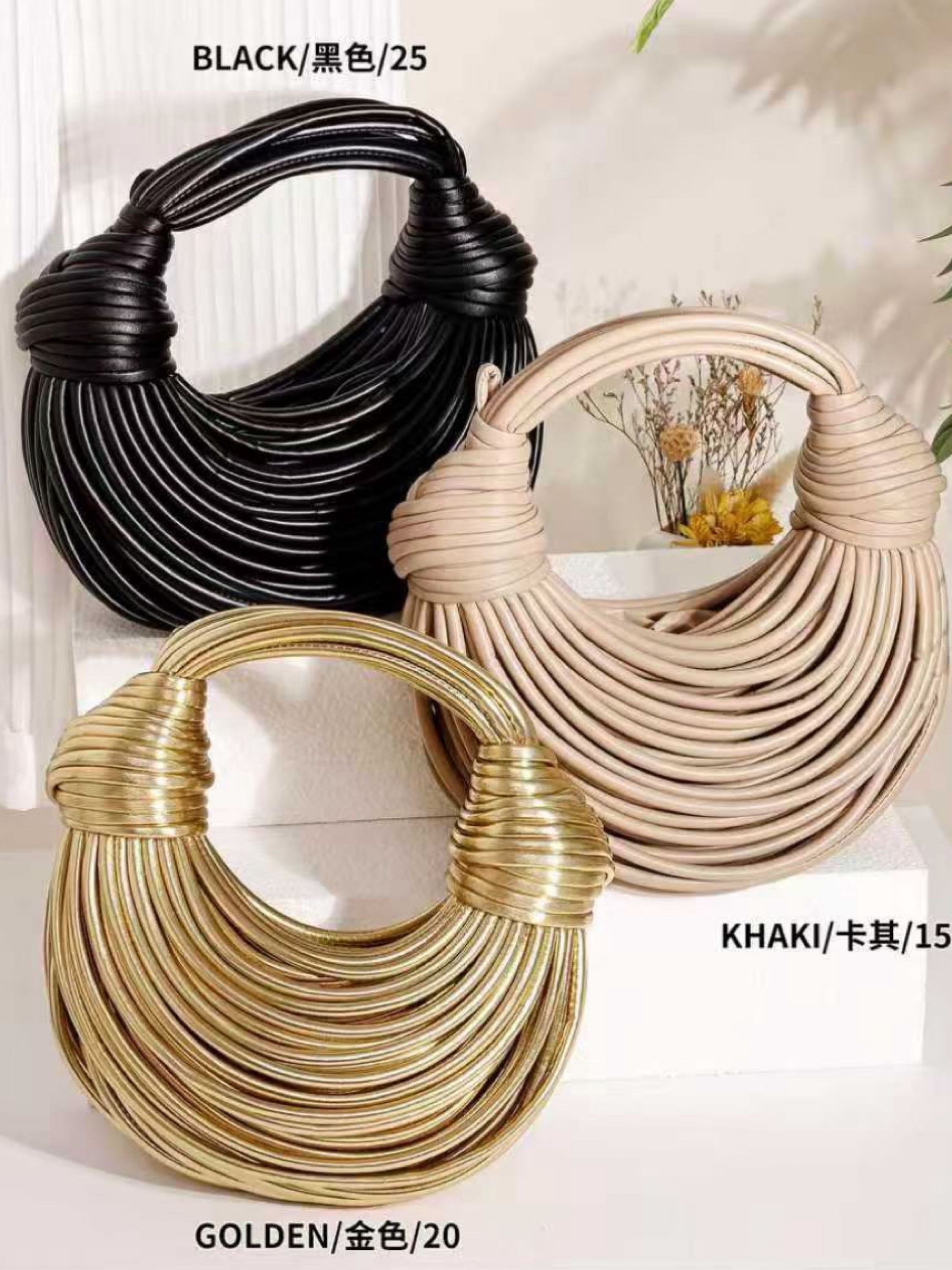 Bolsa Feminina Aramada Redonda Luxo